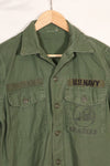1967年契約　アメリカ海軍　OG-107 ユーティリティシャツ　工兵部隊 SEABEES　同一オーナー D