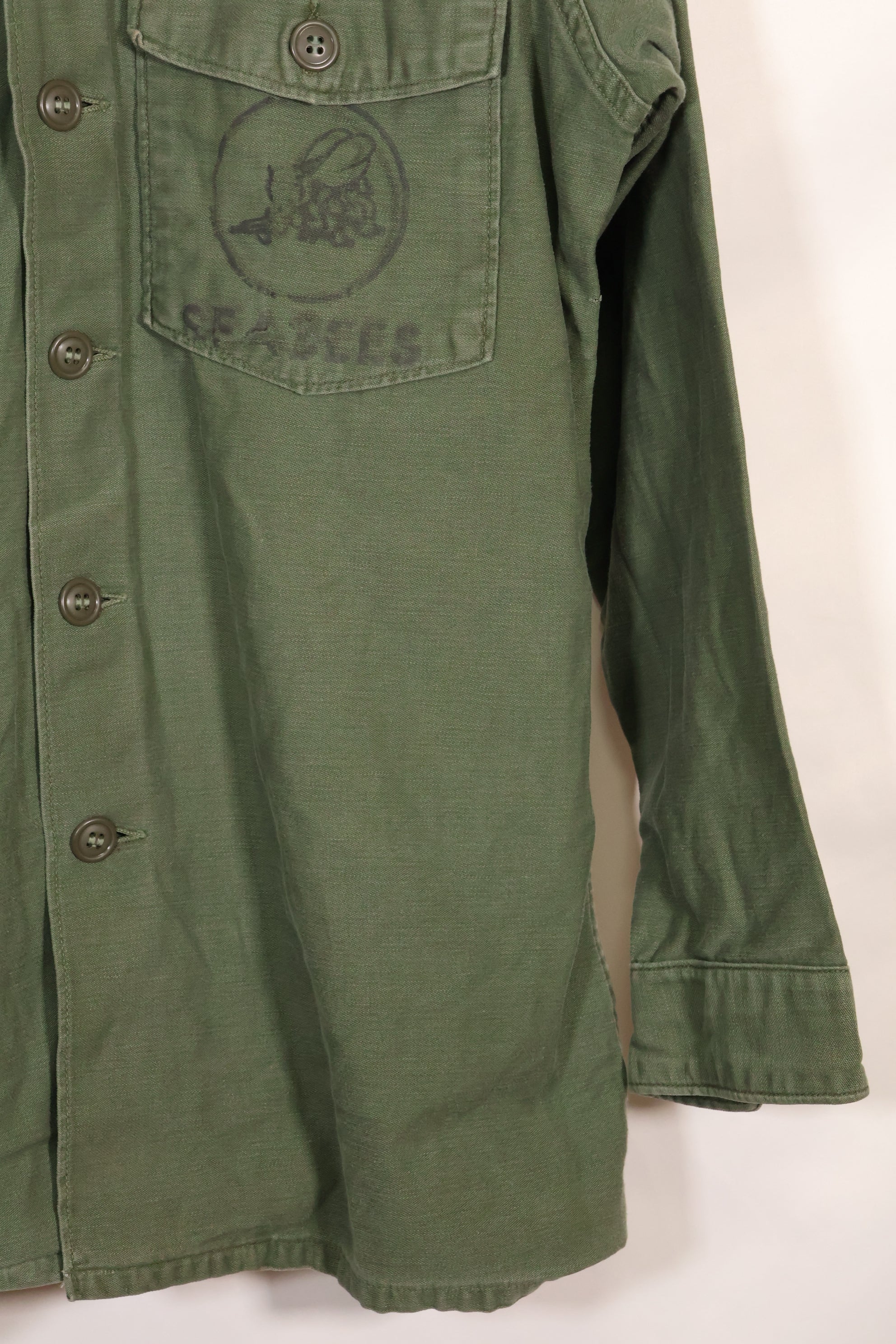 1967年契約　アメリカ海軍　OG-107 ユーティリティシャツ　工兵部隊 SEABEES　同一オーナー D