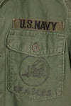 1967年契約　アメリカ海軍　OG-107 ユーティリティシャツ　工兵部隊 SEABEES　同一オーナー D