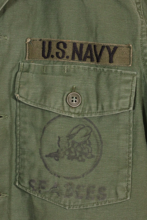 1967年契約　アメリカ海軍　OG-107 ユーティリティシャツ　工兵部隊 SEABEES　同一オーナー D