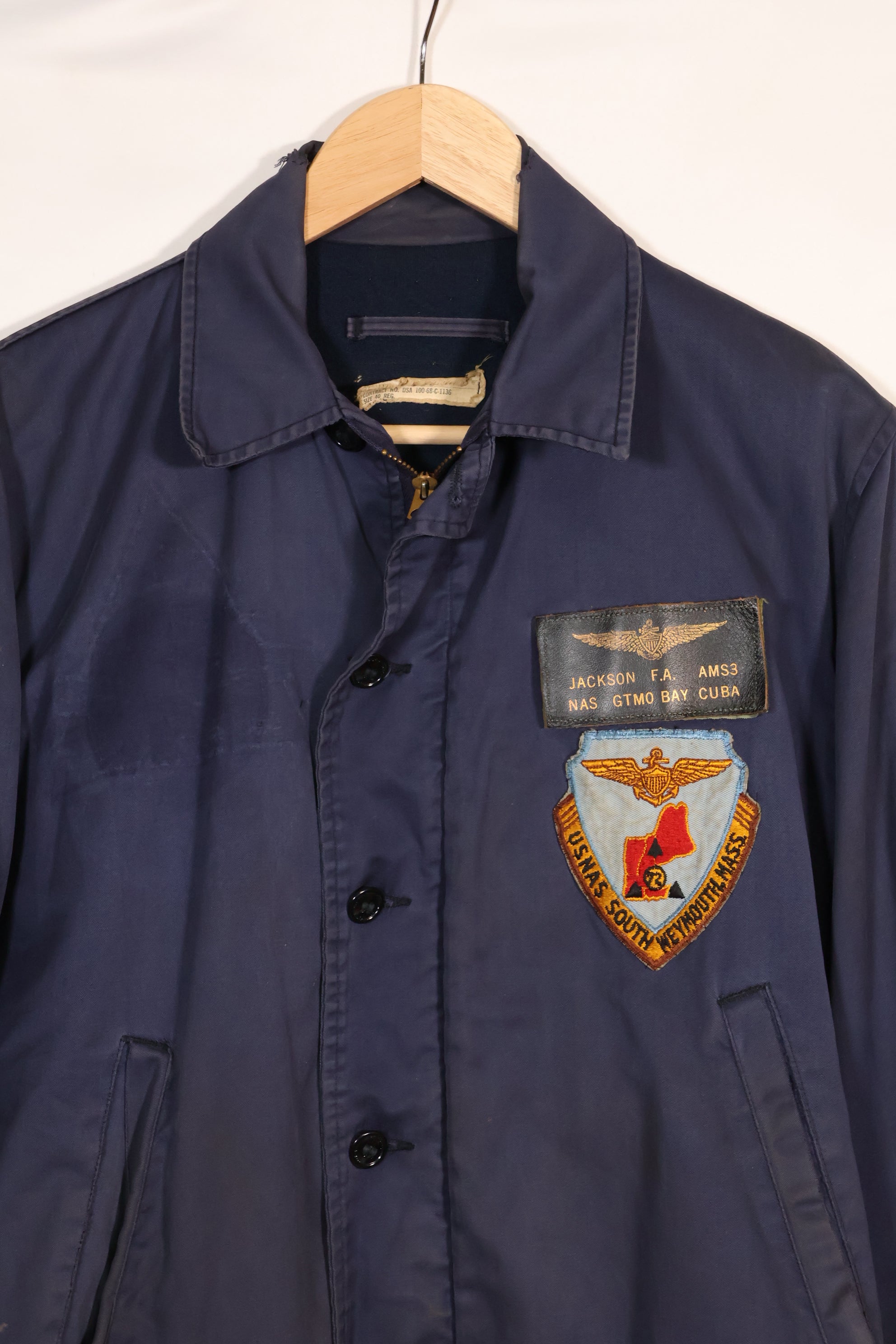 1968年契約　アメリカ海軍　対潜哨戒整備兵　デッキジャケット　ローカルメイドパッチ付　中古品