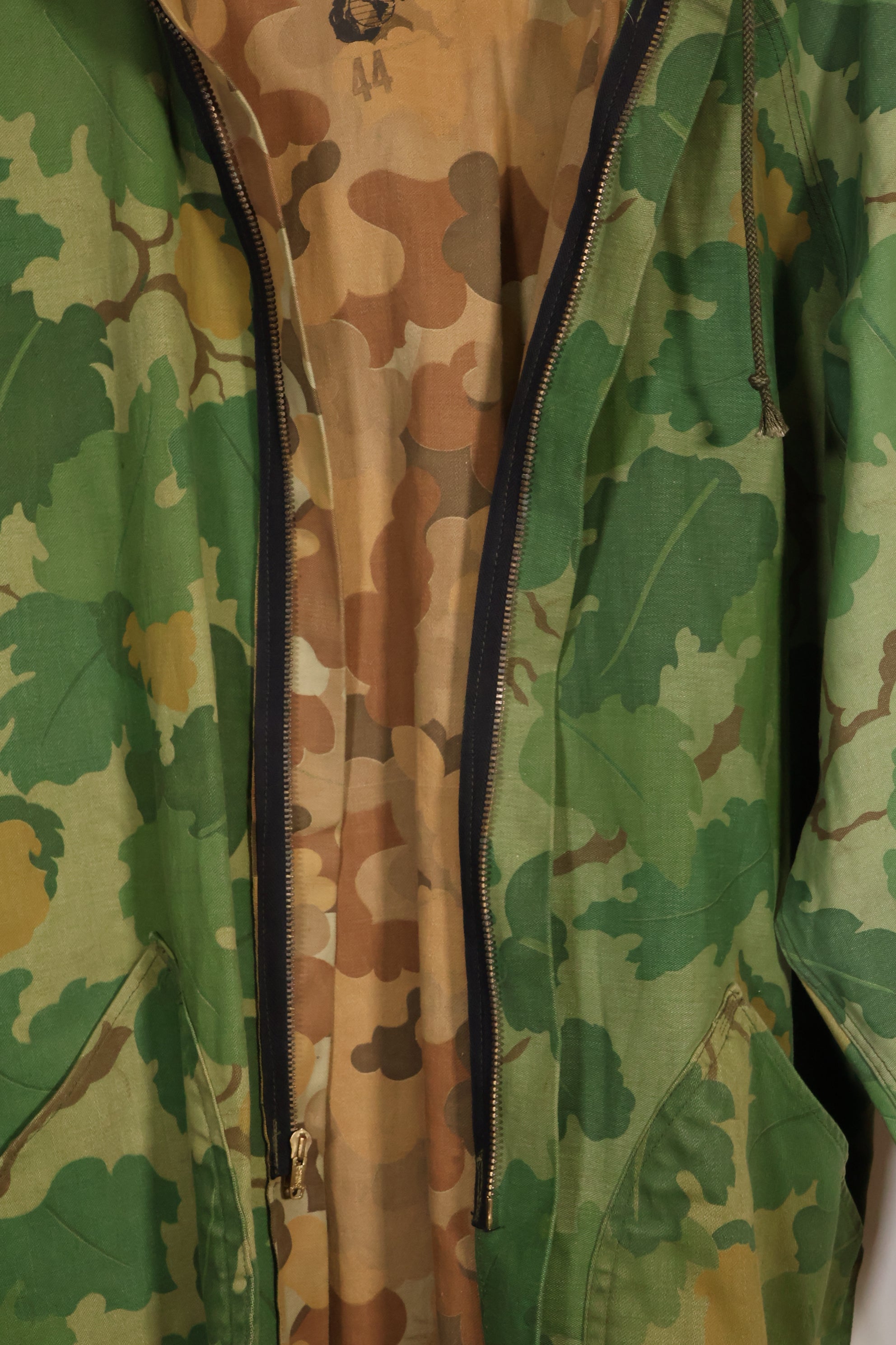 古いレプリカ　アメリカ海兵隊　ミッチェル迷彩　リバーシブル　パーカー　中古品