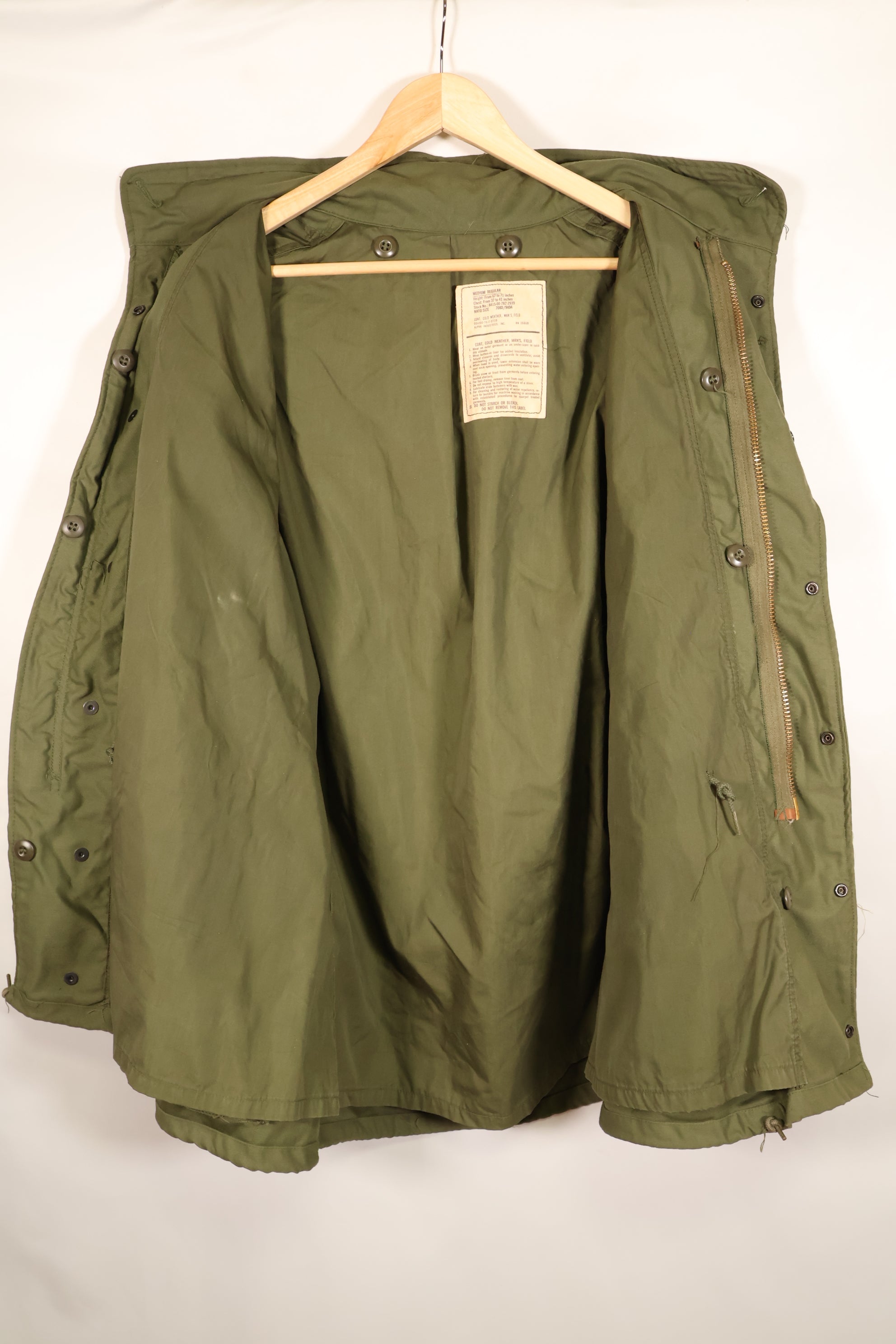 1976年契約　M-R　アメリカ軍　M65　フィールドジャケット　1973年M65パーカーライナー　組合わせ品　中古品