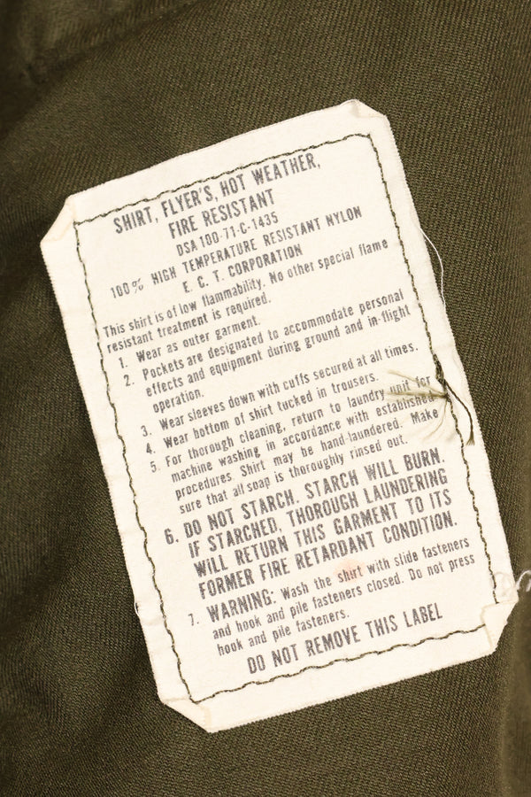 1971年契約　X-L-L　アメリカ軍　NOMEX シャツ　パイロット戦闘服　ほぼ未使用品
