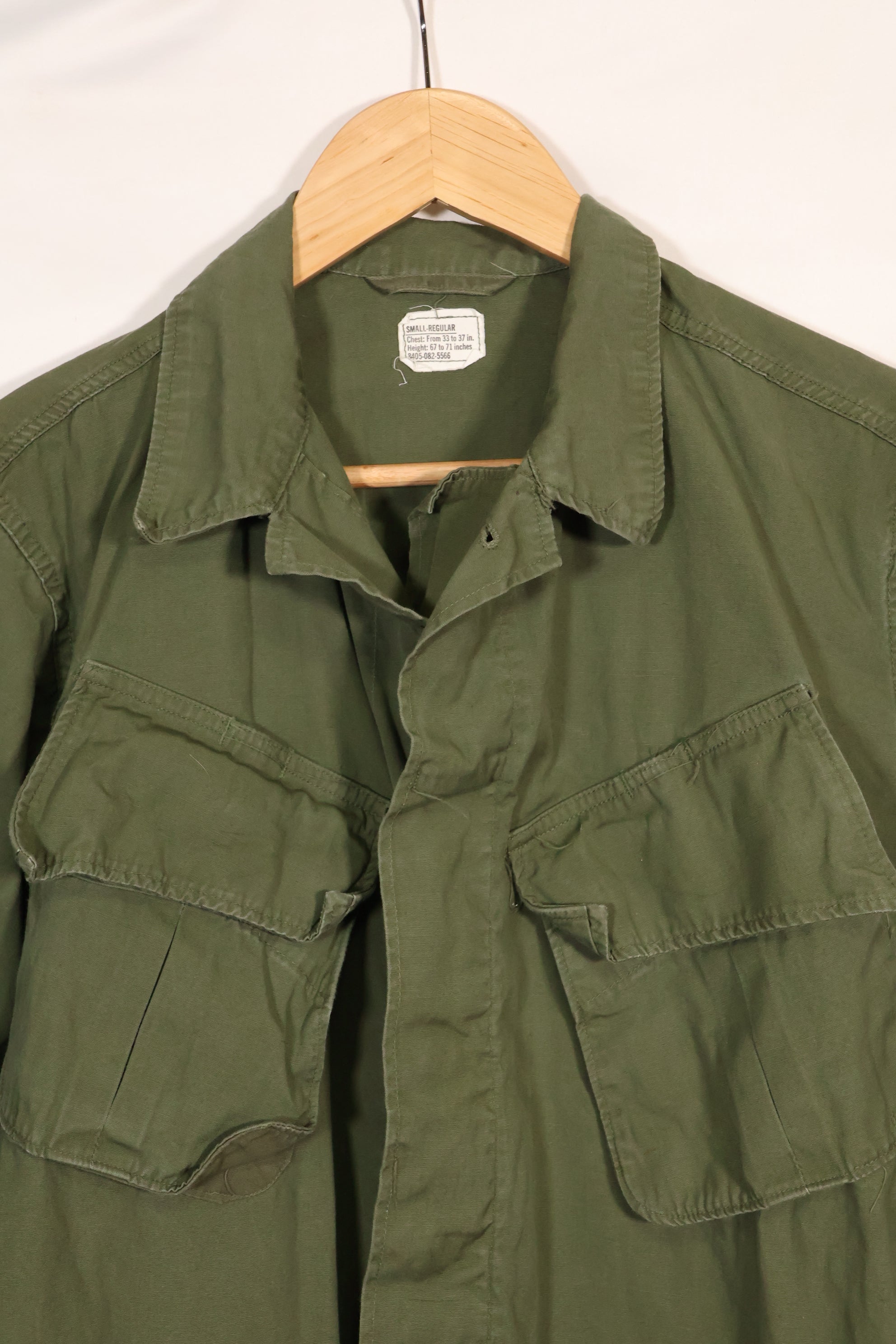Circa 1966-67 S-R 2nd Model Jungle Fatigue Jacket without epaulettes, eclectic, used.