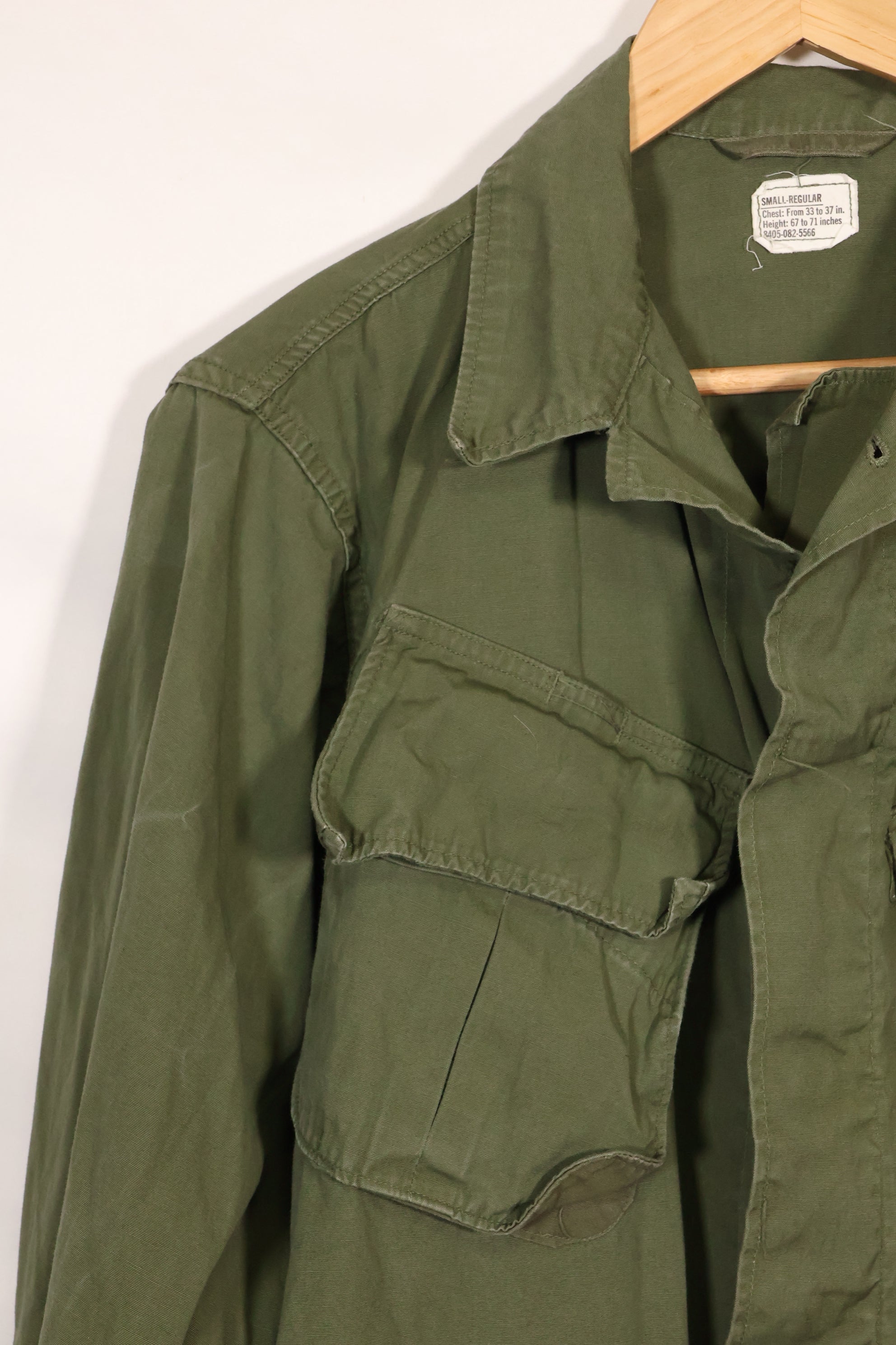 Circa 1966-67 S-R 2nd Model Jungle Fatigue Jacket without epaulettes, eclectic, used.
