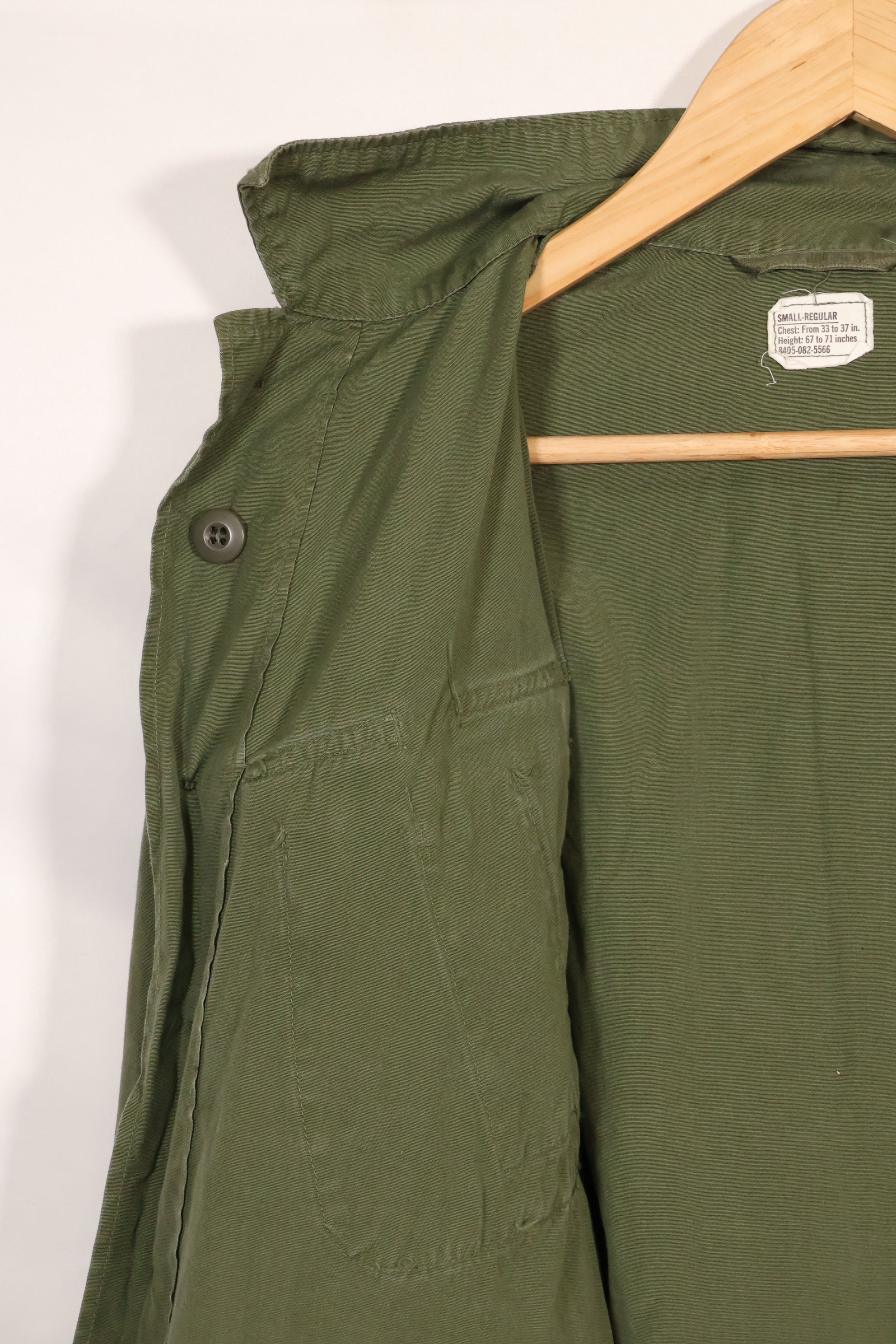 Circa 1966-67 S-R 2nd Model Jungle Fatigue Jacket without epaulettes, eclectic, used.
