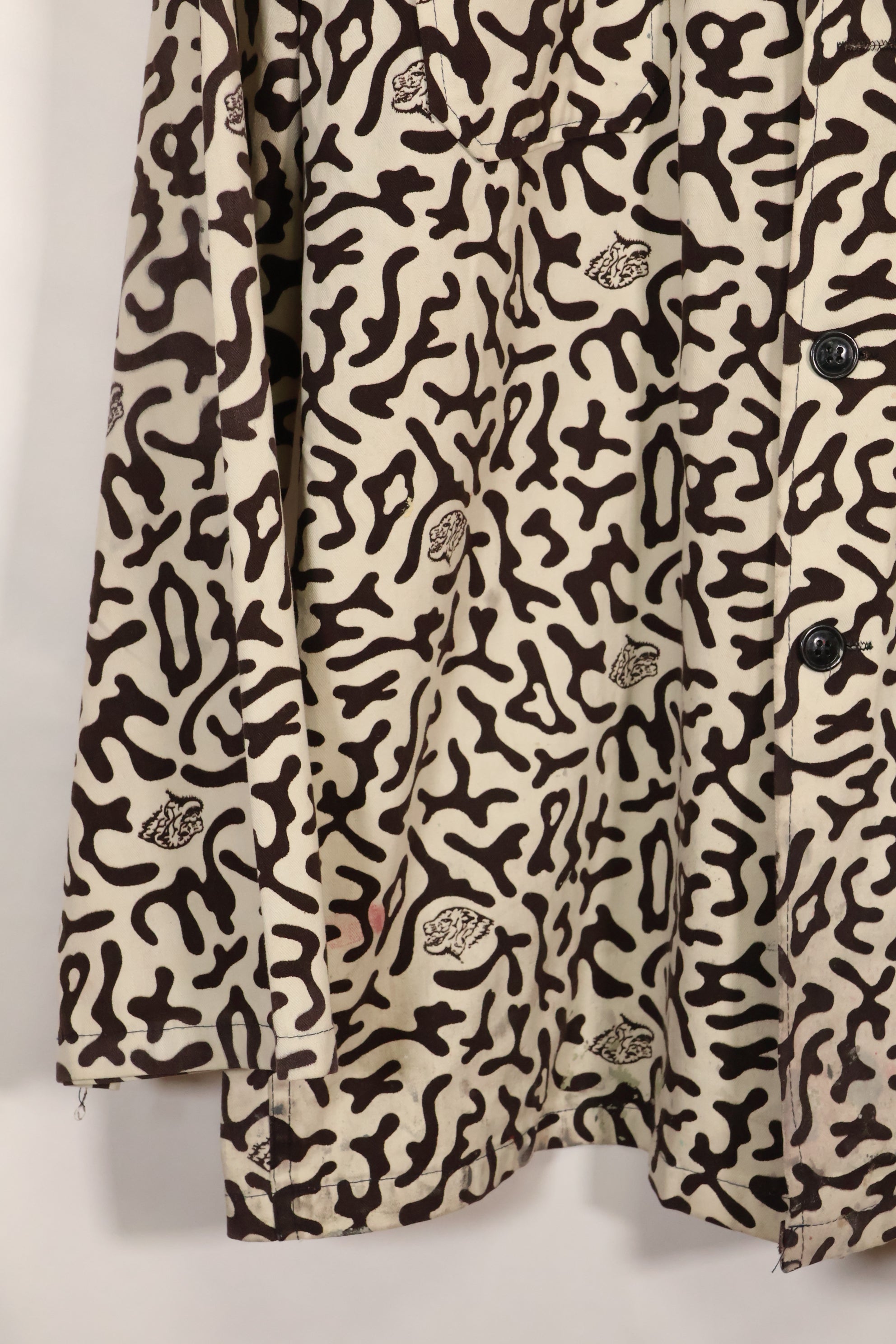 1980年代　韓国　学生用迷彩服　ハングル迷彩　シャツ　ほぼ未使用　A