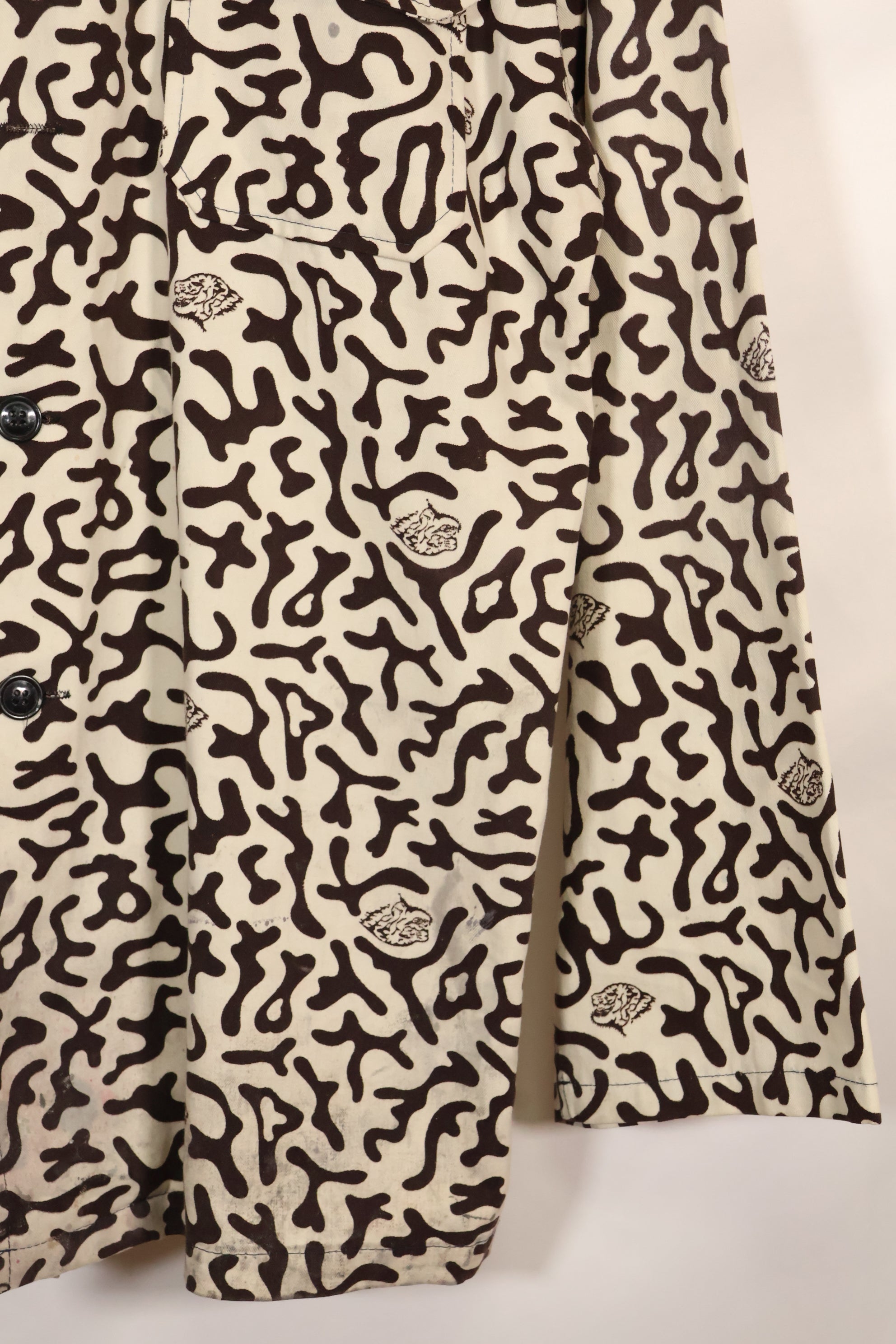 1980年代　韓国　学生用迷彩服　ハングル迷彩　シャツ　ほぼ未使用　A