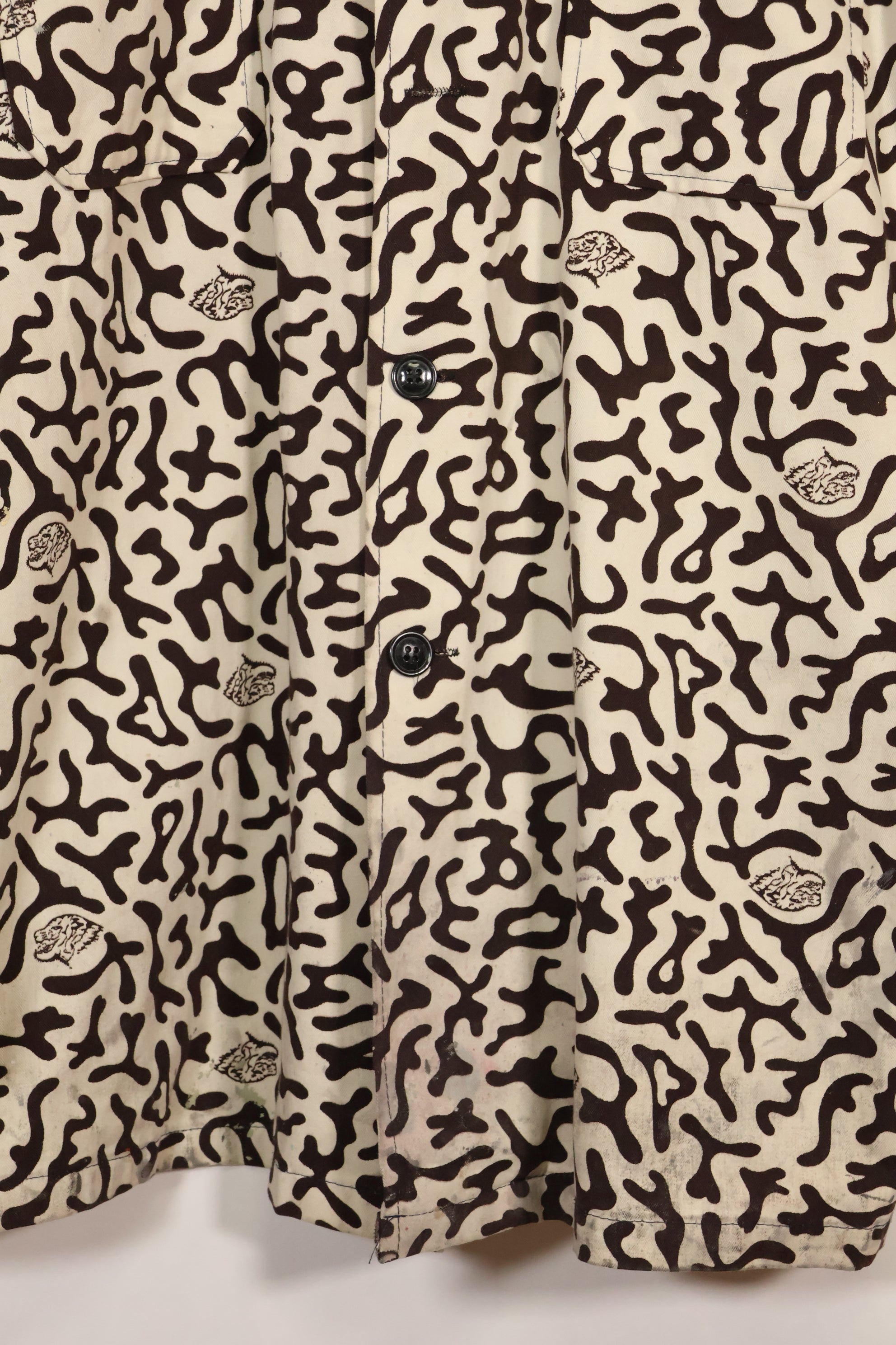 1980年代　韓国　学生用迷彩服　ハングル迷彩　シャツ　ほぼ未使用　A