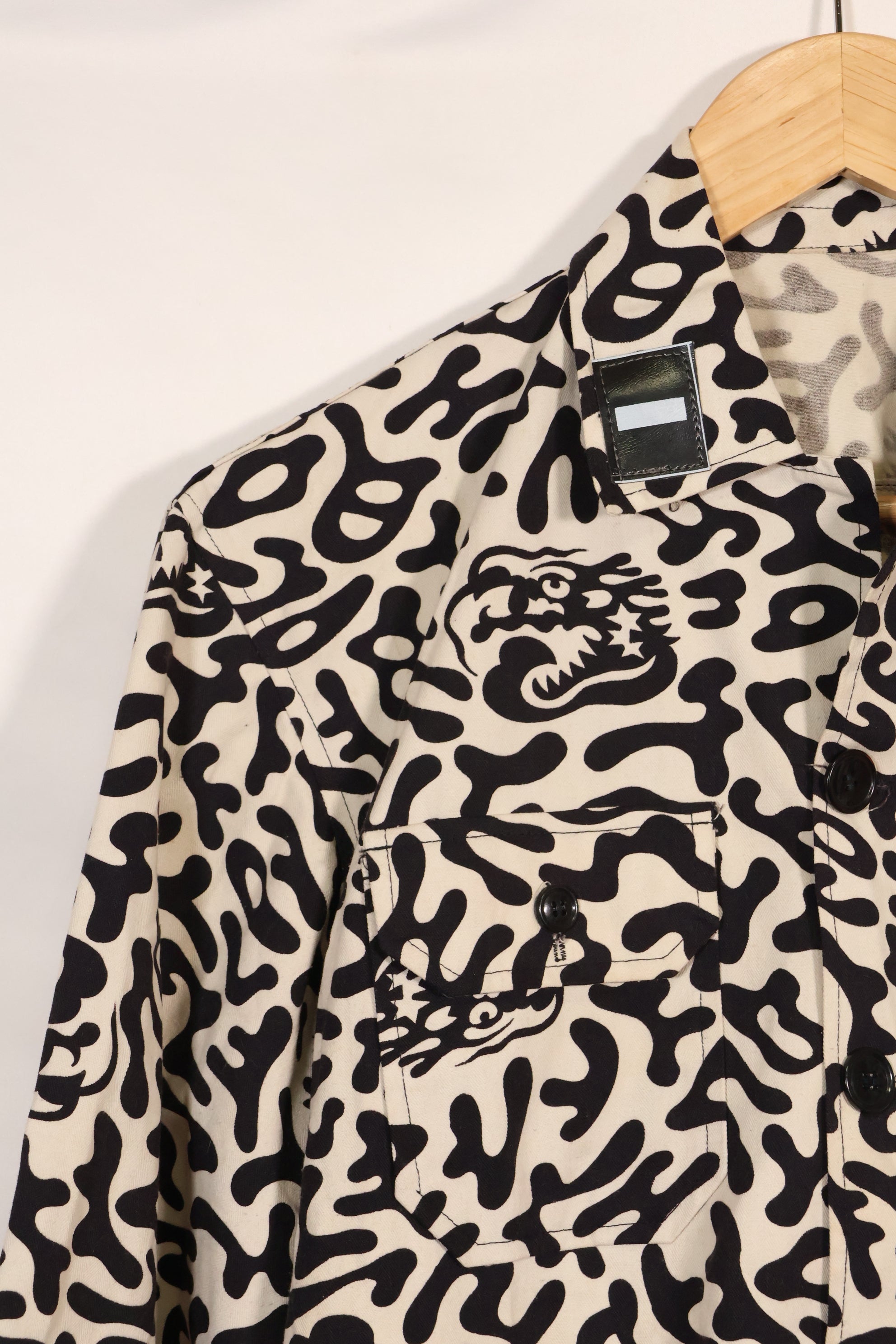 1980年代　韓国　学生用迷彩服　ハングル迷彩　シャツ　ほぼ未使用　B