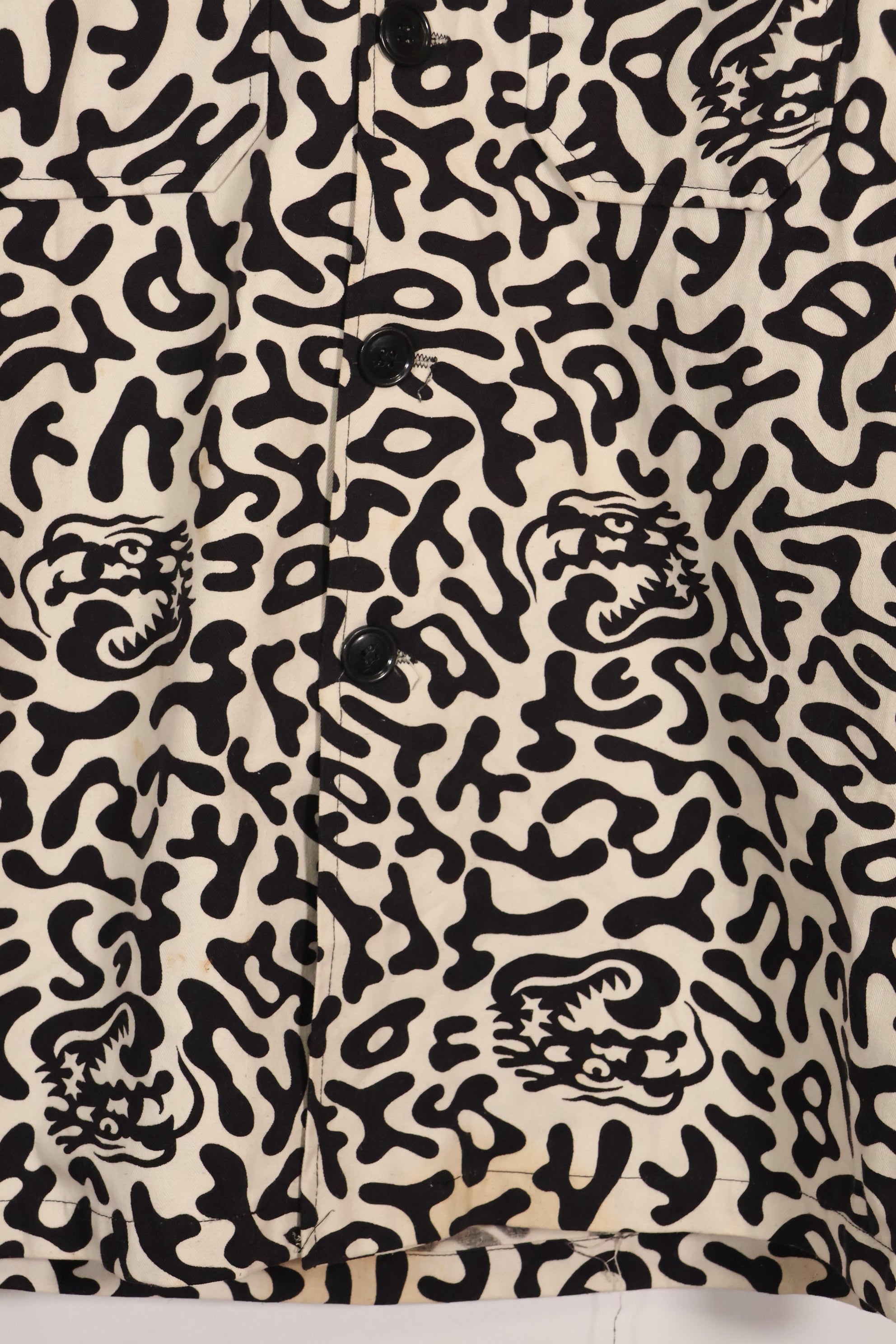 1980年代　韓国　学生用迷彩服　ハングル迷彩　シャツ　ほぼ未使用　B