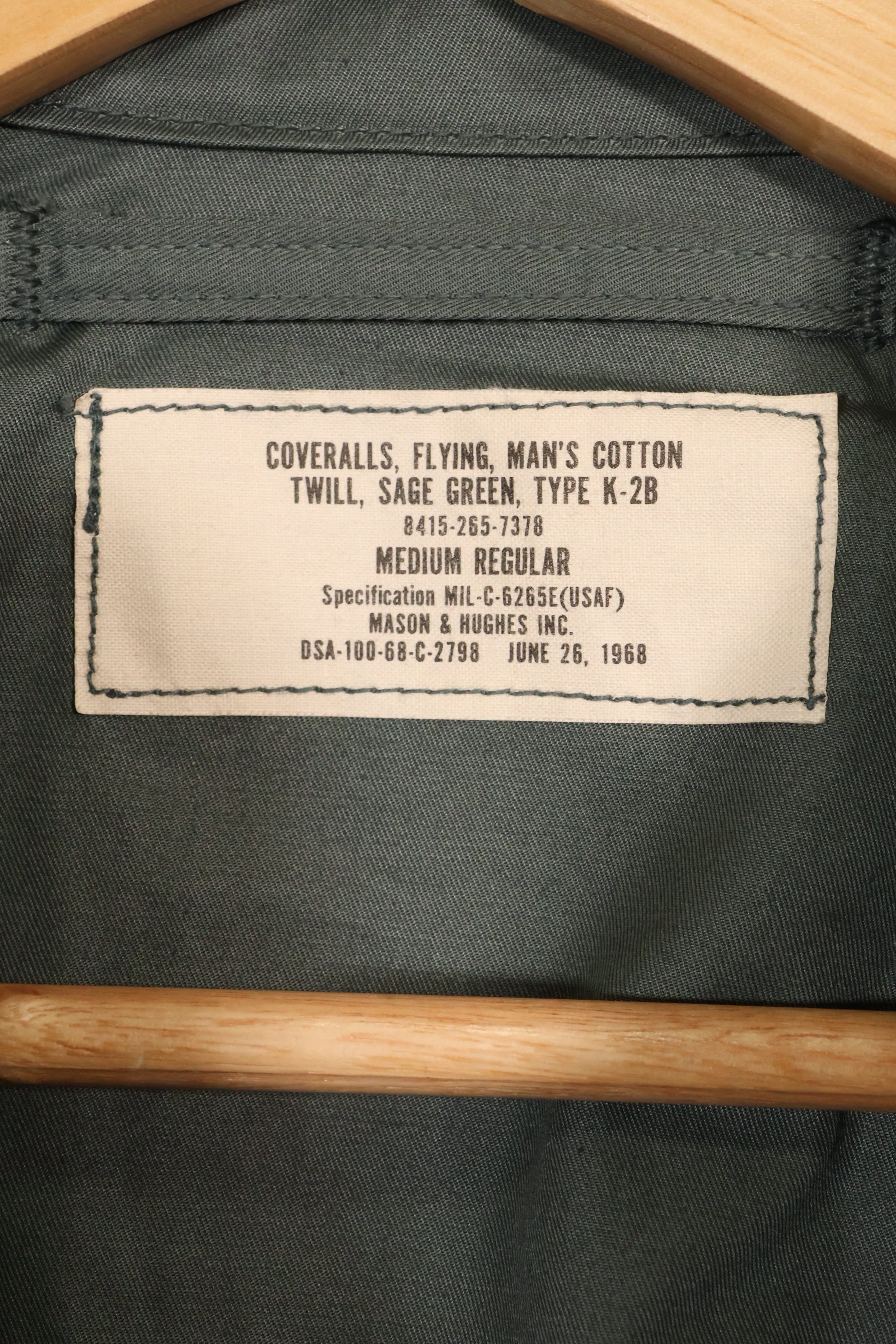 1968年契約　デッドストック　アメリカ空軍　USAF　K2-B　フライトスーツ　カバーオール