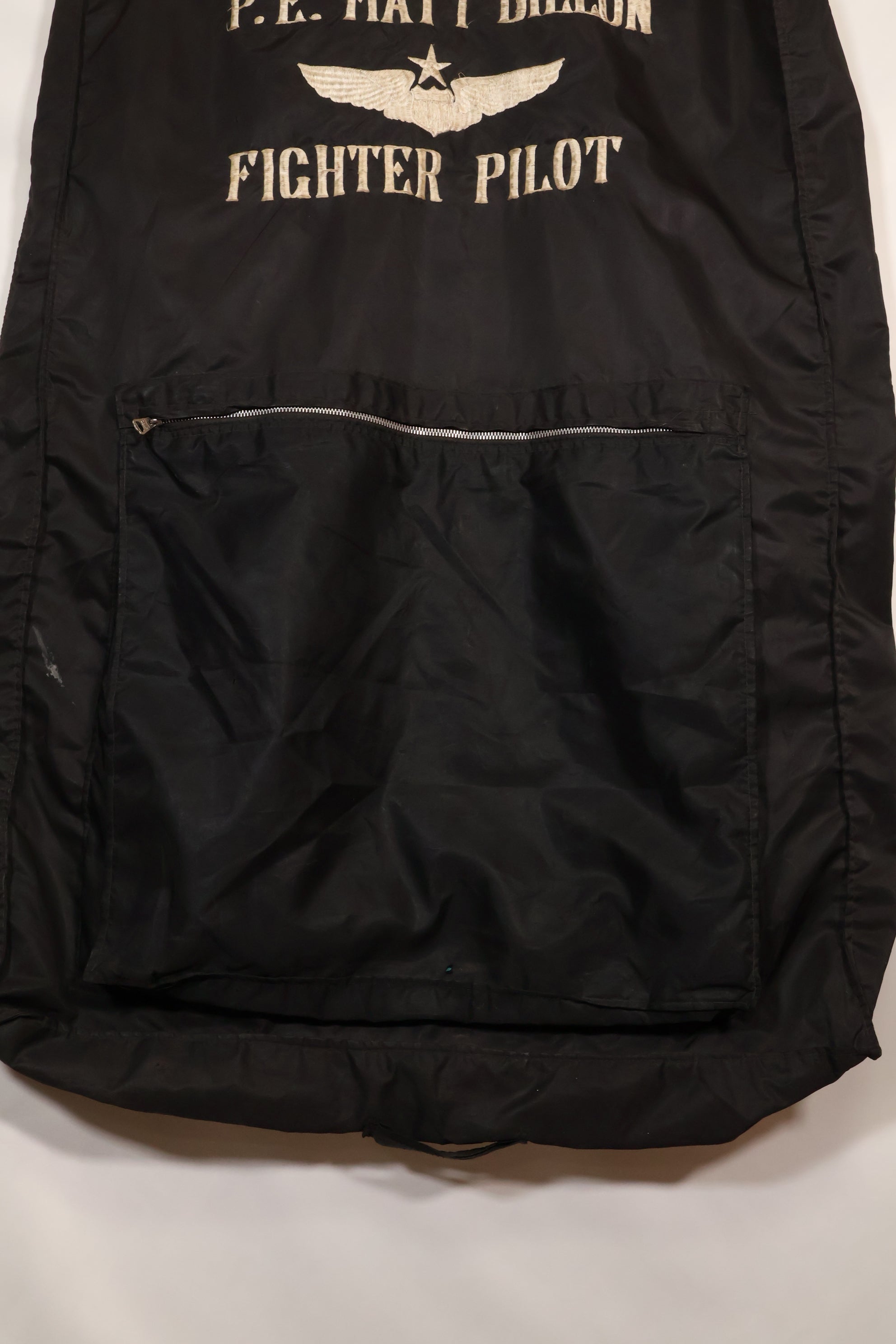 1960年代　個人調達品　戦闘機パイロット　フライトジャケット&制服用　スーツバッグ　刺繍入　中古品