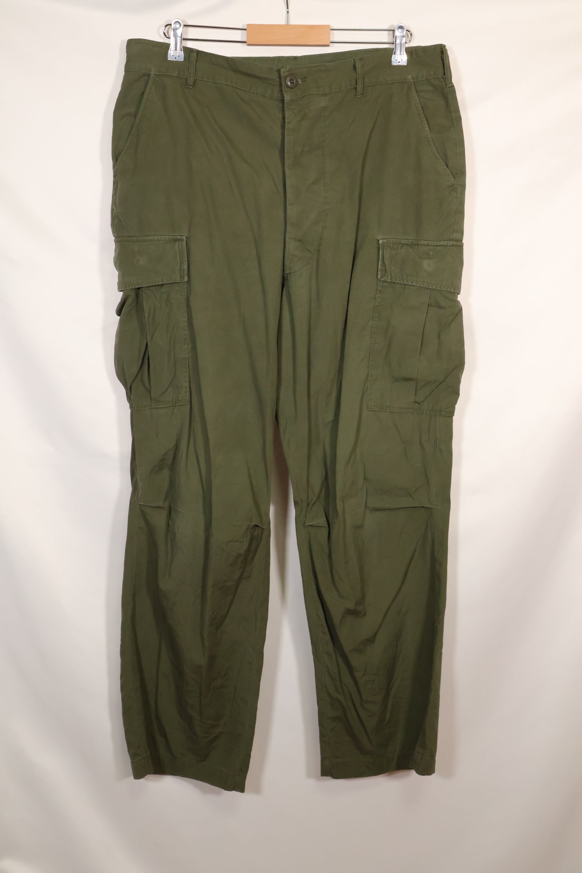 1967 Contract L-L 3rd Model Jungle Fatigue Pants with hem up, used.