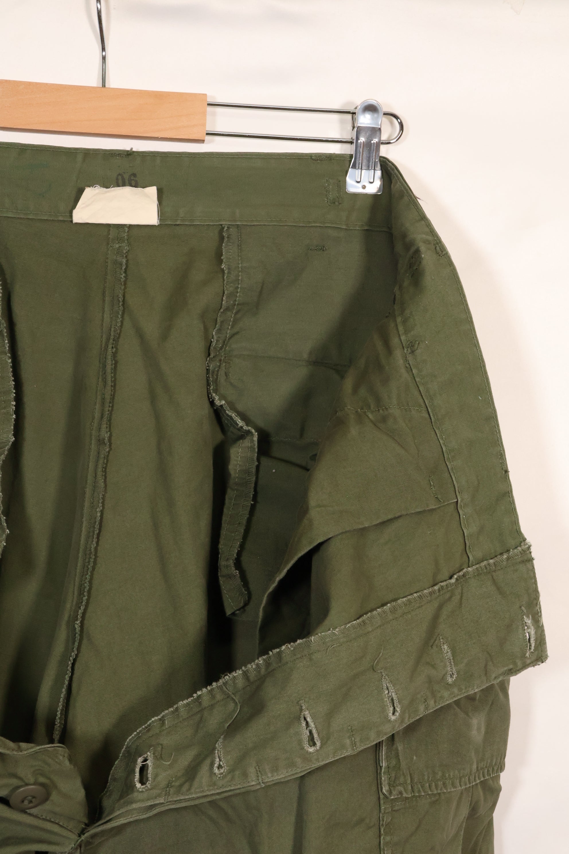 1967 Contract L-L 3rd Model Jungle Fatigue Pants with hem up, used.