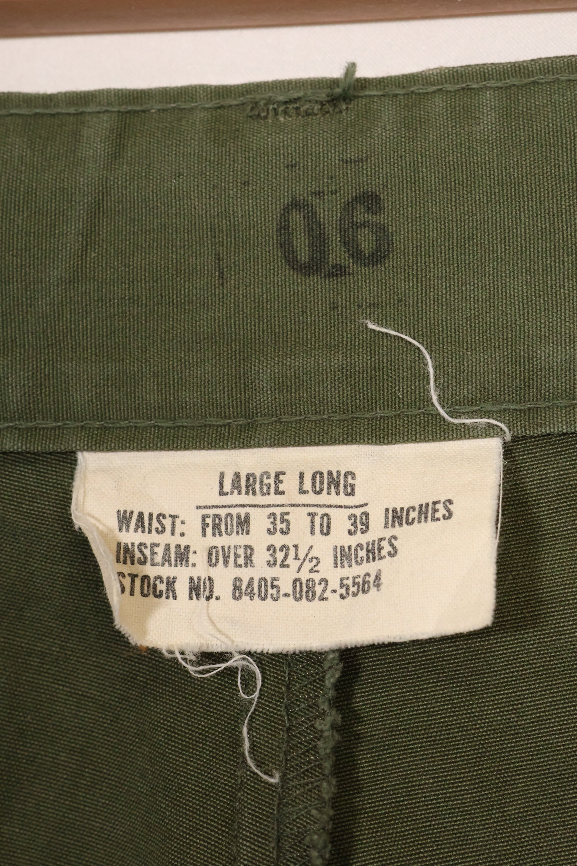 1967 Contract L-L 3rd Model Jungle Fatigue Pants with hem up, used.
