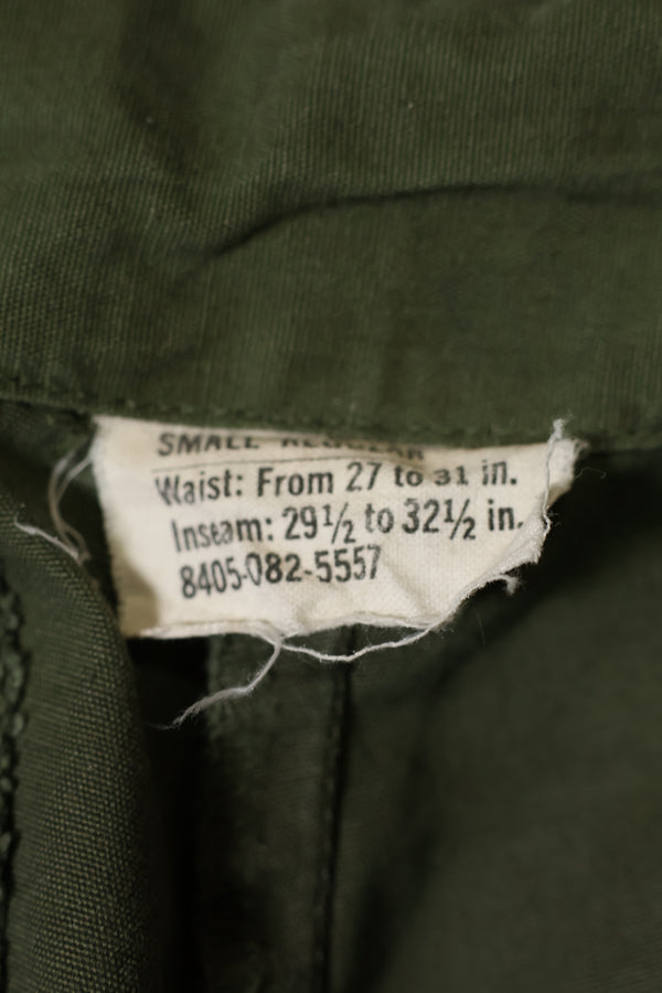 実物　ノンリップストップ生地　1967年製　3rd Model ジャングルファティーグ　パンツ　SMALL-REGULAR　中古品
