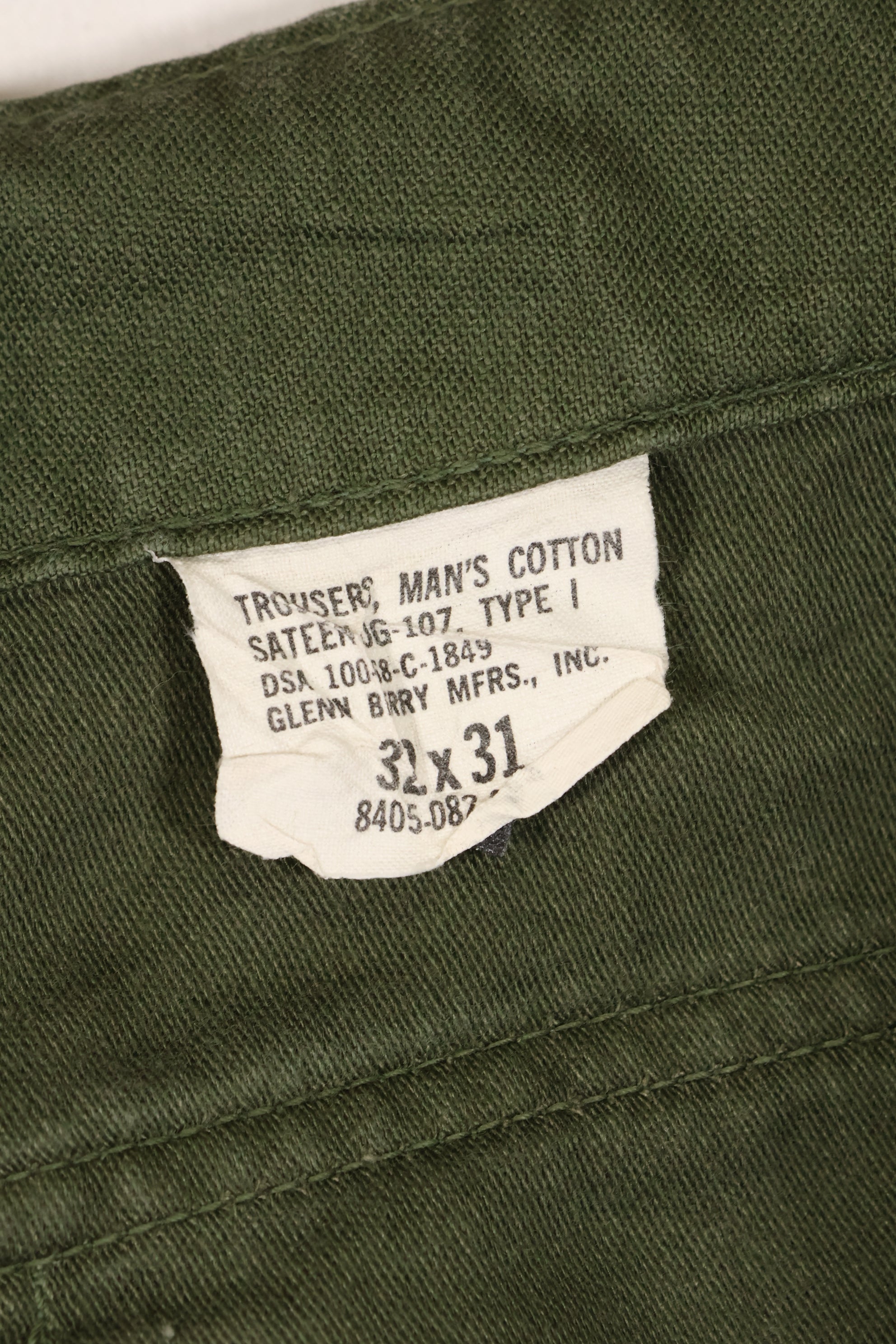 1968 年合同 32x31 美国陆军 OG-107 工具裤 Baker Pants Used B