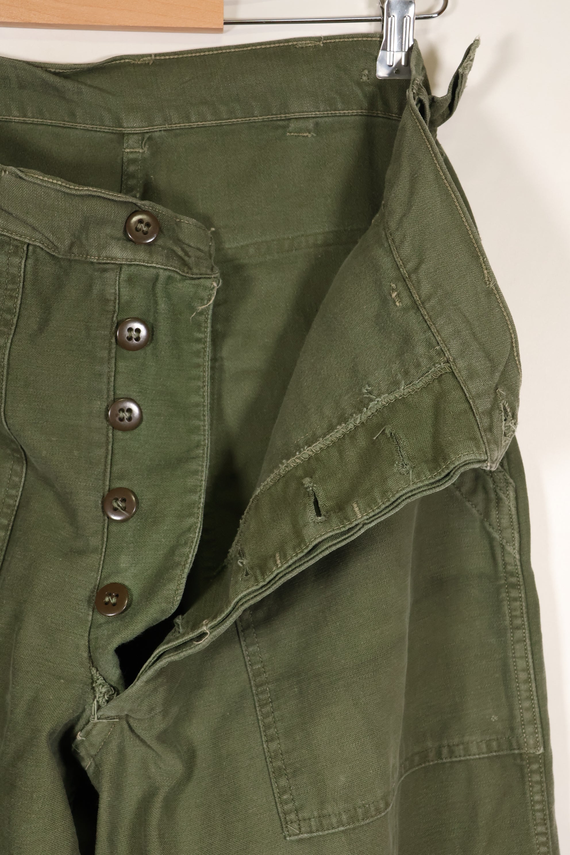 Early 1960s, estimated 34 OG-107 utility pants, baker pants, used.