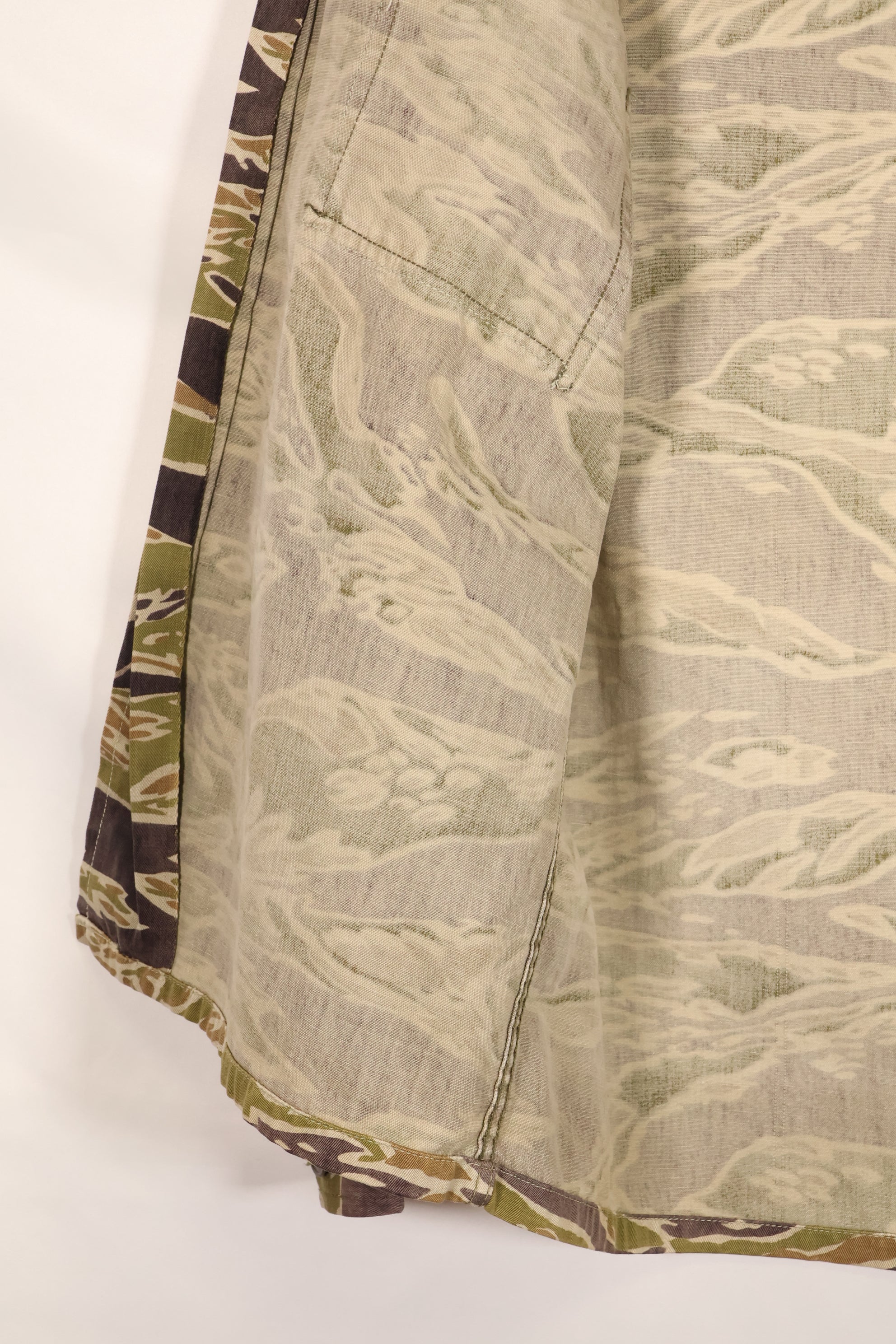 Real Late War Pattern Tiger Stripe Shirt, heavy weight fabric, faded, used.