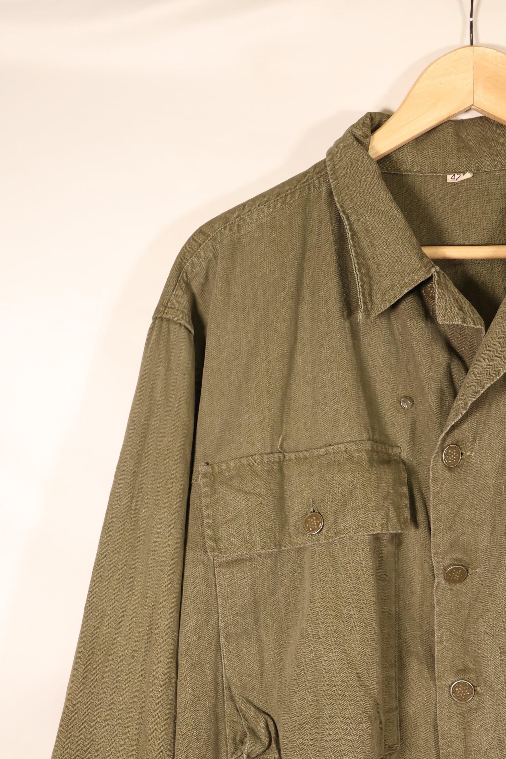 1940年代前半　サイズ 42R　アメリカ陸軍　M43 HBT ユーティリティジャケット　退色あり　中古品