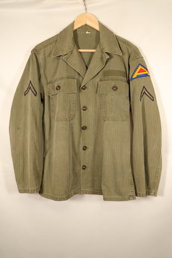 1940年代後半〜50年代　アメリカ陸軍　M-47 HBT　ユーティリティシャツ　パッチ付　中古品