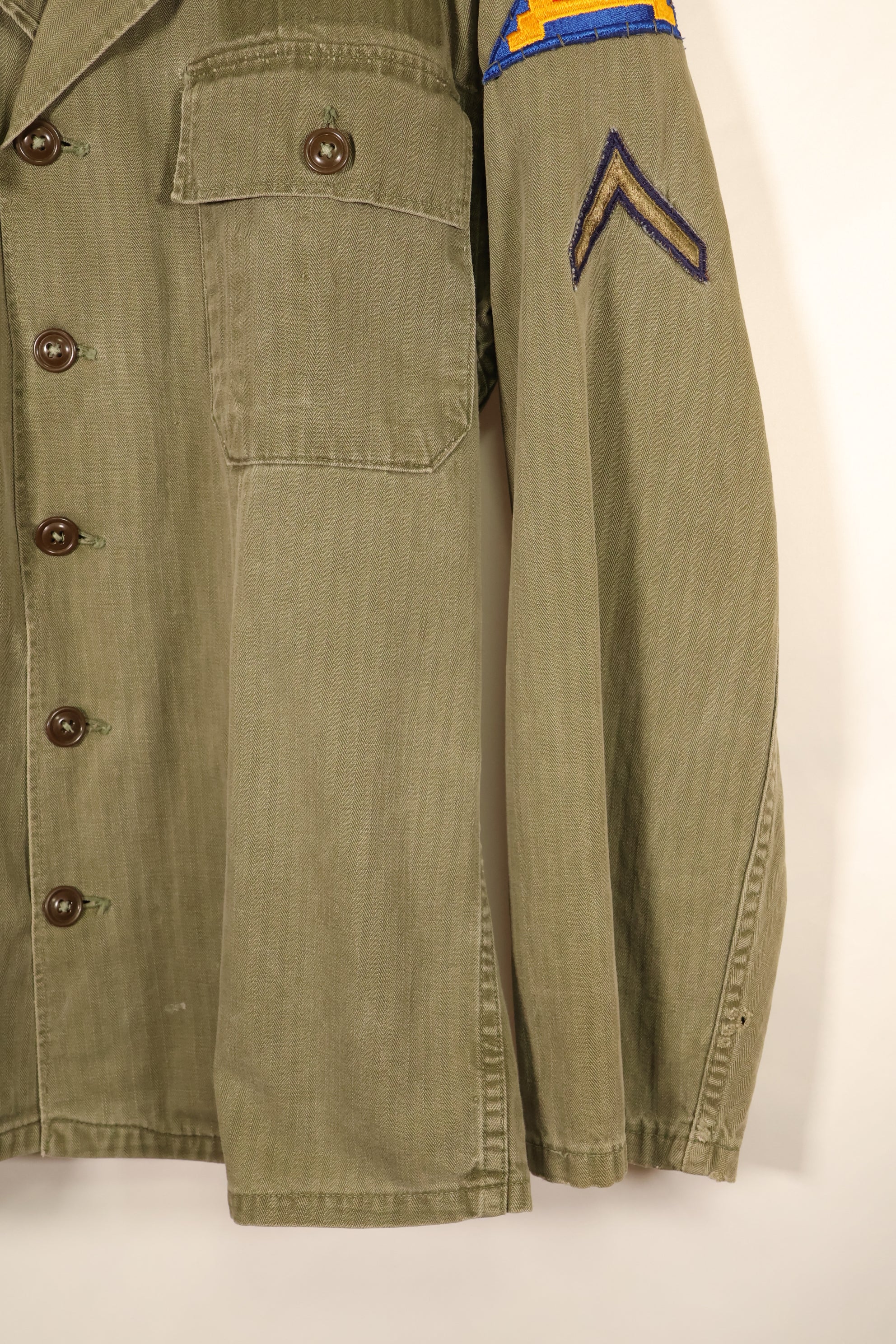 1940年代後半〜50年代　アメリカ陸軍　M-47 HBT　ユーティリティシャツ　パッチ付　中古品