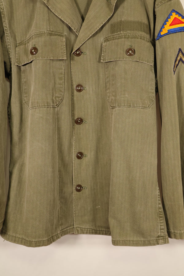 1940年代後半〜50年代　アメリカ陸軍　M-47 HBT　ユーティリティシャツ　パッチ付　中古品