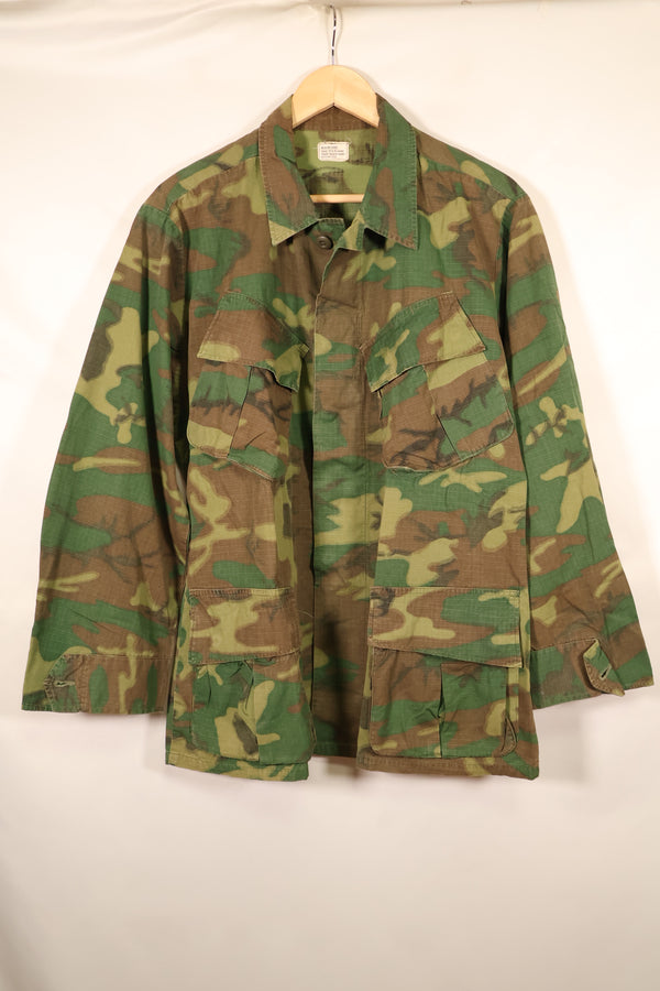 1969 Contract, M-S, U.S. Military, ERDL, Green Leaf Camo, Fatigue Jacket, Good Condition, Used