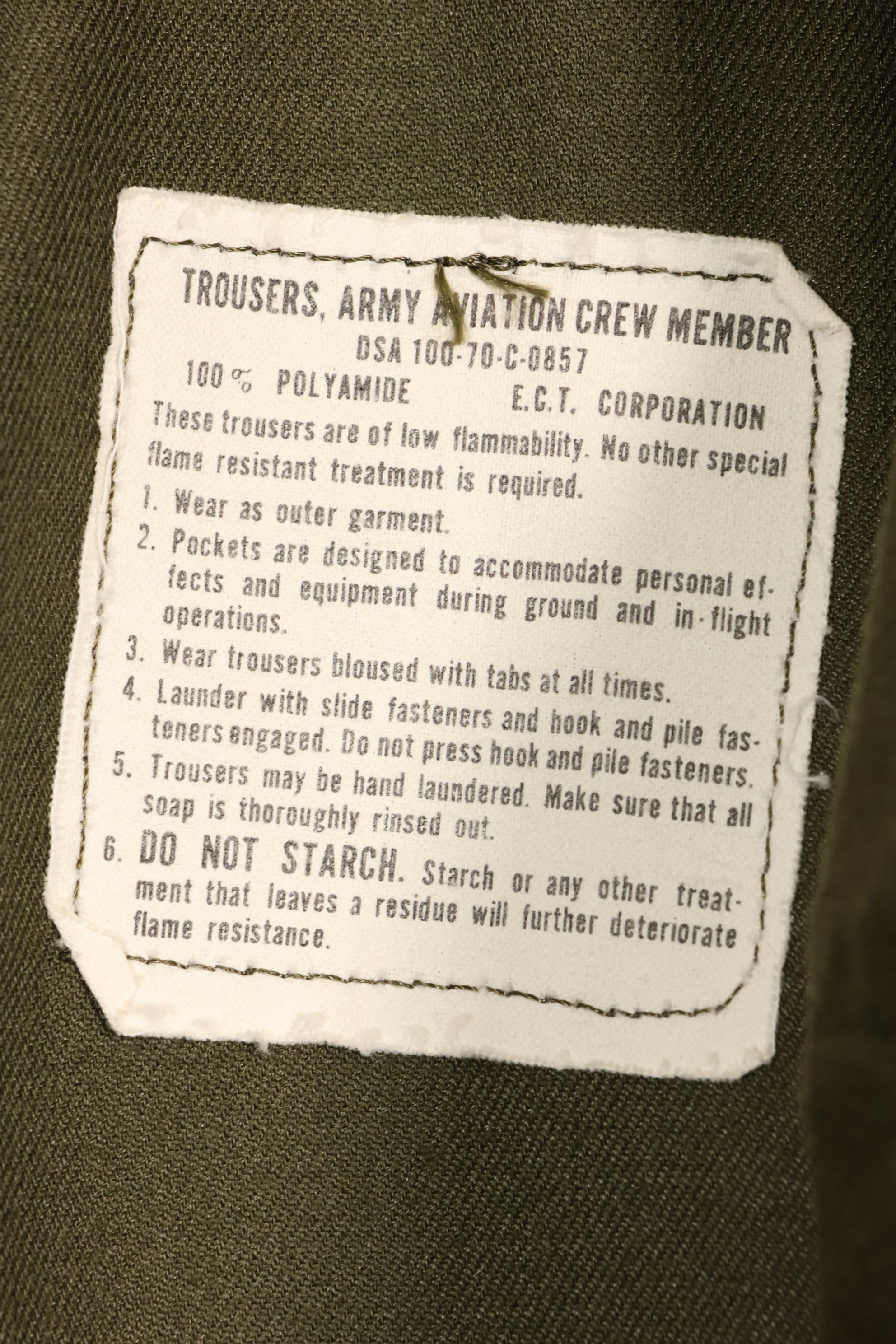 1970年契約 X-L-L　NOMEX パンツ　パイロット　ほぼ未使用