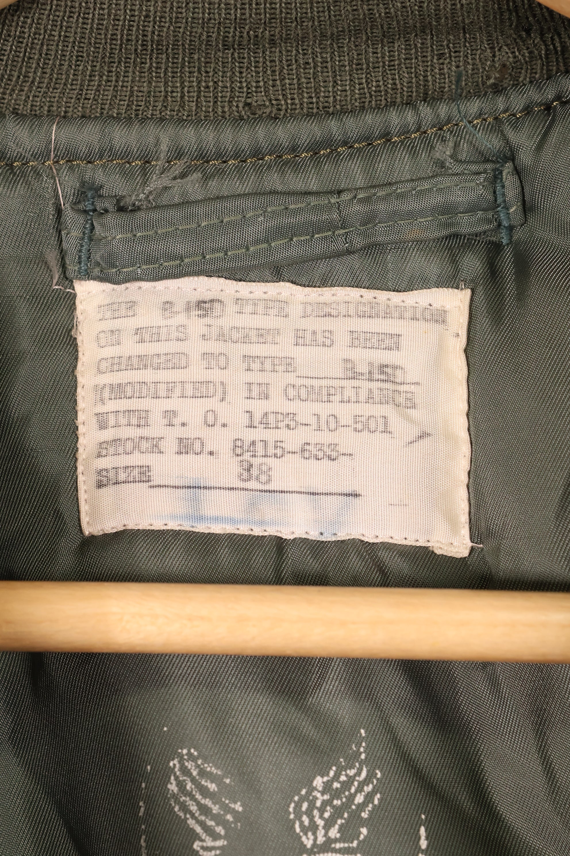 1950年代前半　サイズ 38　アメリカ空軍　USAF　B-15D　フライトジャケット　モーディファイ　中古品