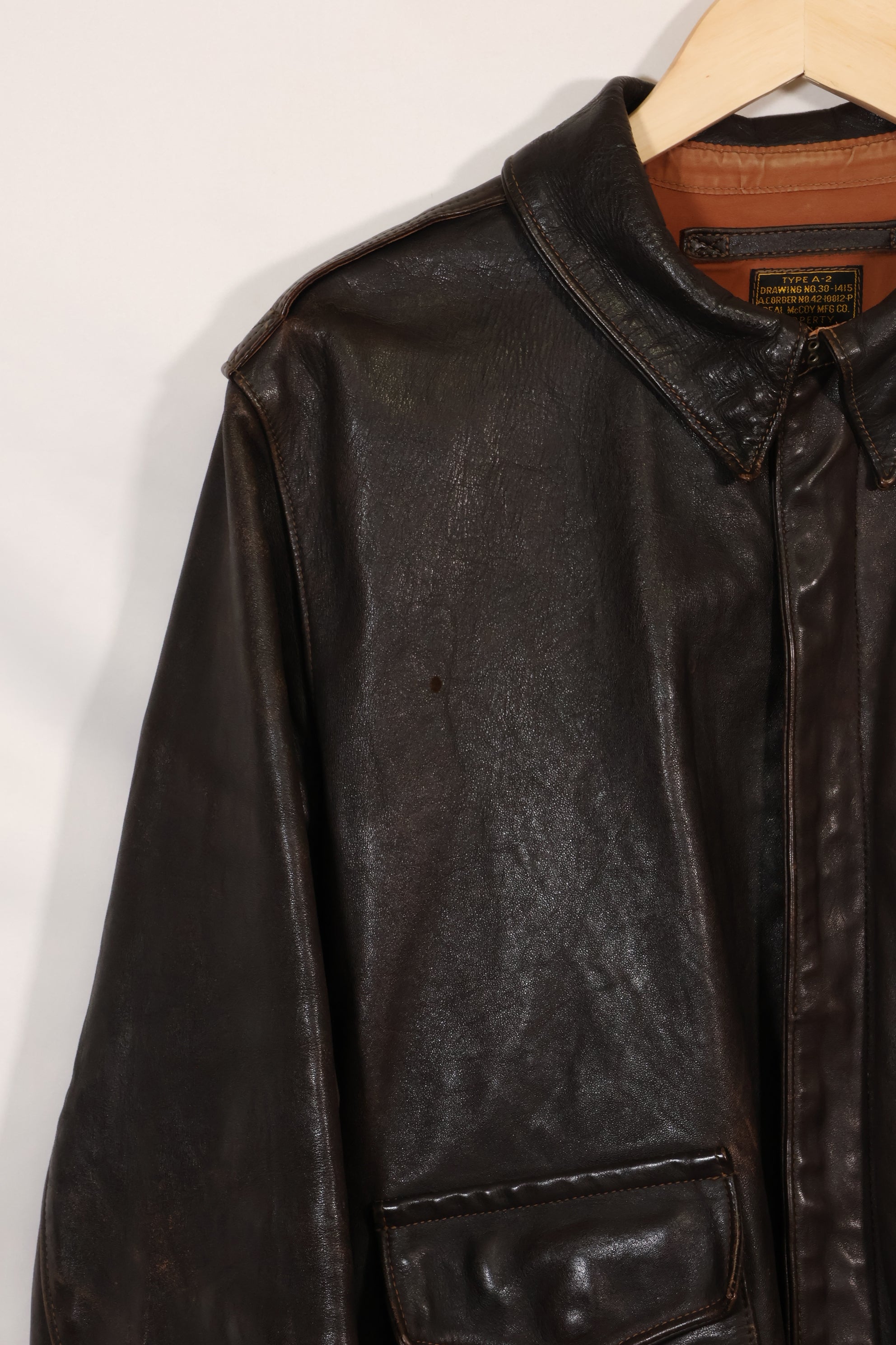 2000年代製　サイズ 44　リアルマッコイズ製　A-2 フライトジャケット　リブリペア済　中古品