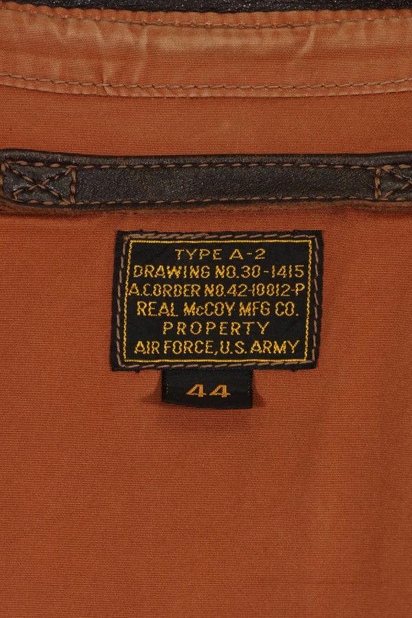 2000年代製　サイズ 44　リアルマッコイズ製　A-2 フライトジャケット　リブリペア済　中古品