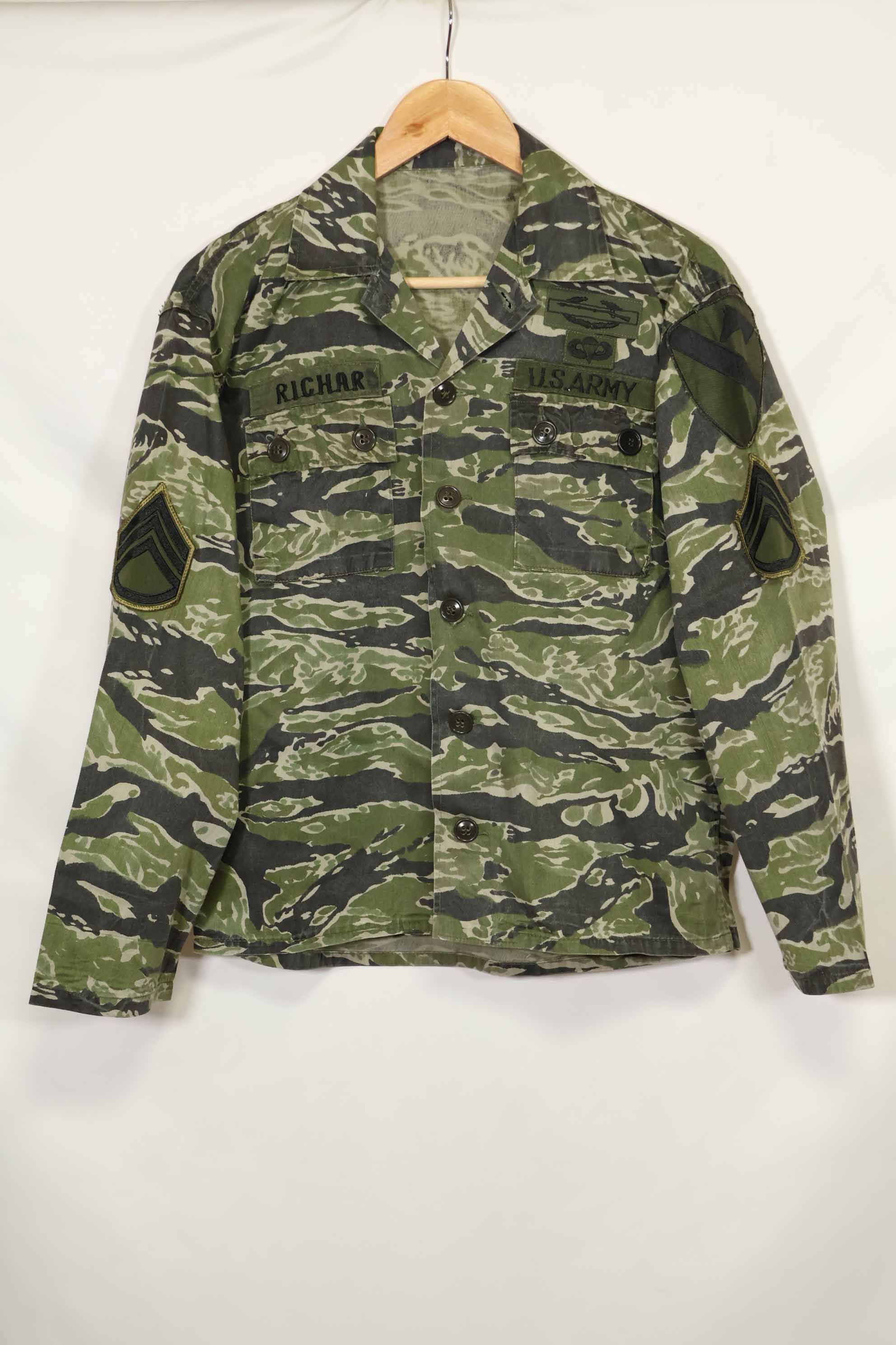 1960年代　タイガーストライプ　シャツ　CIDGパターン　特殊部隊パッチ　中古品