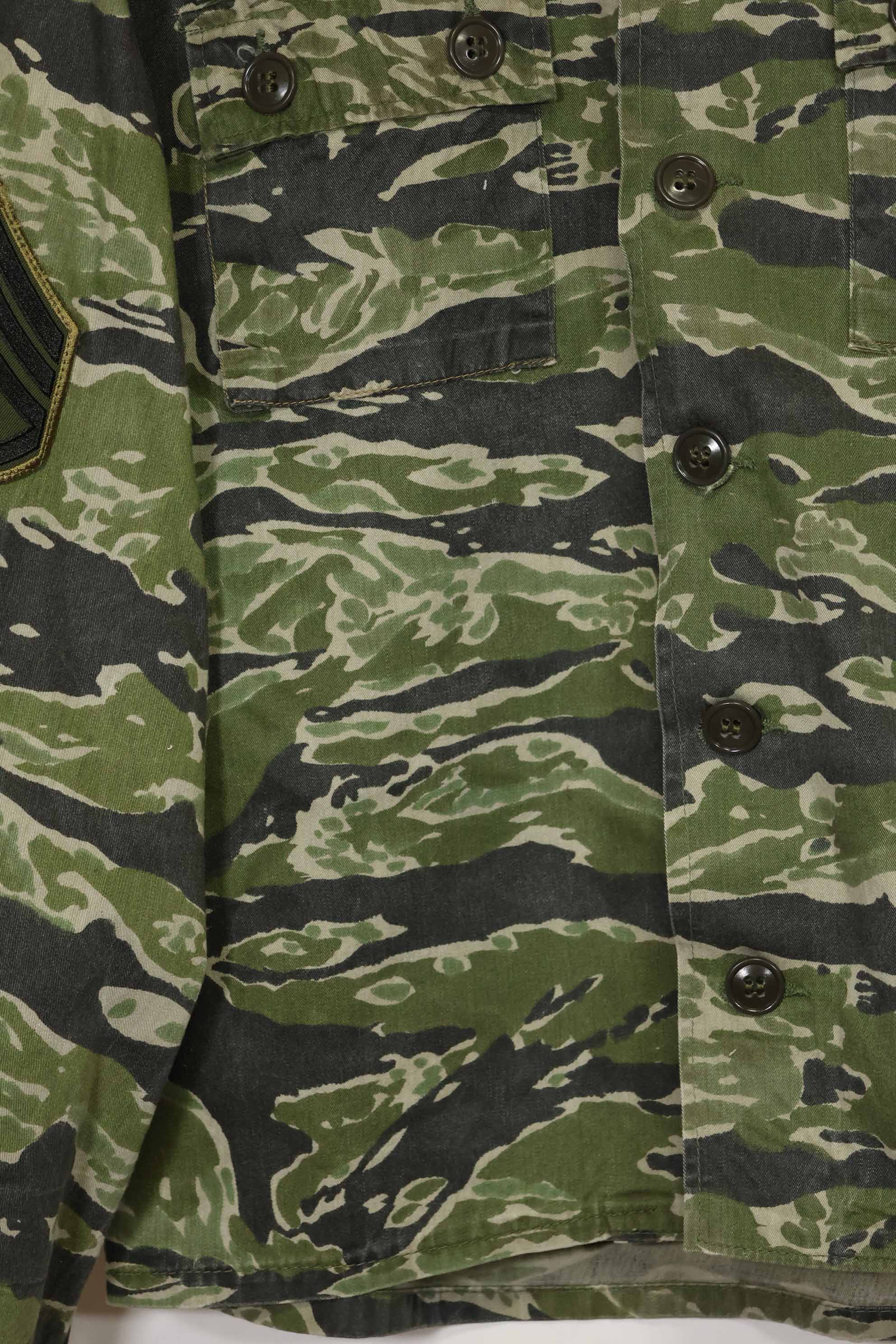 1960年代　タイガーストライプ　シャツ　CIDGパターン　特殊部隊パッチ　中古品