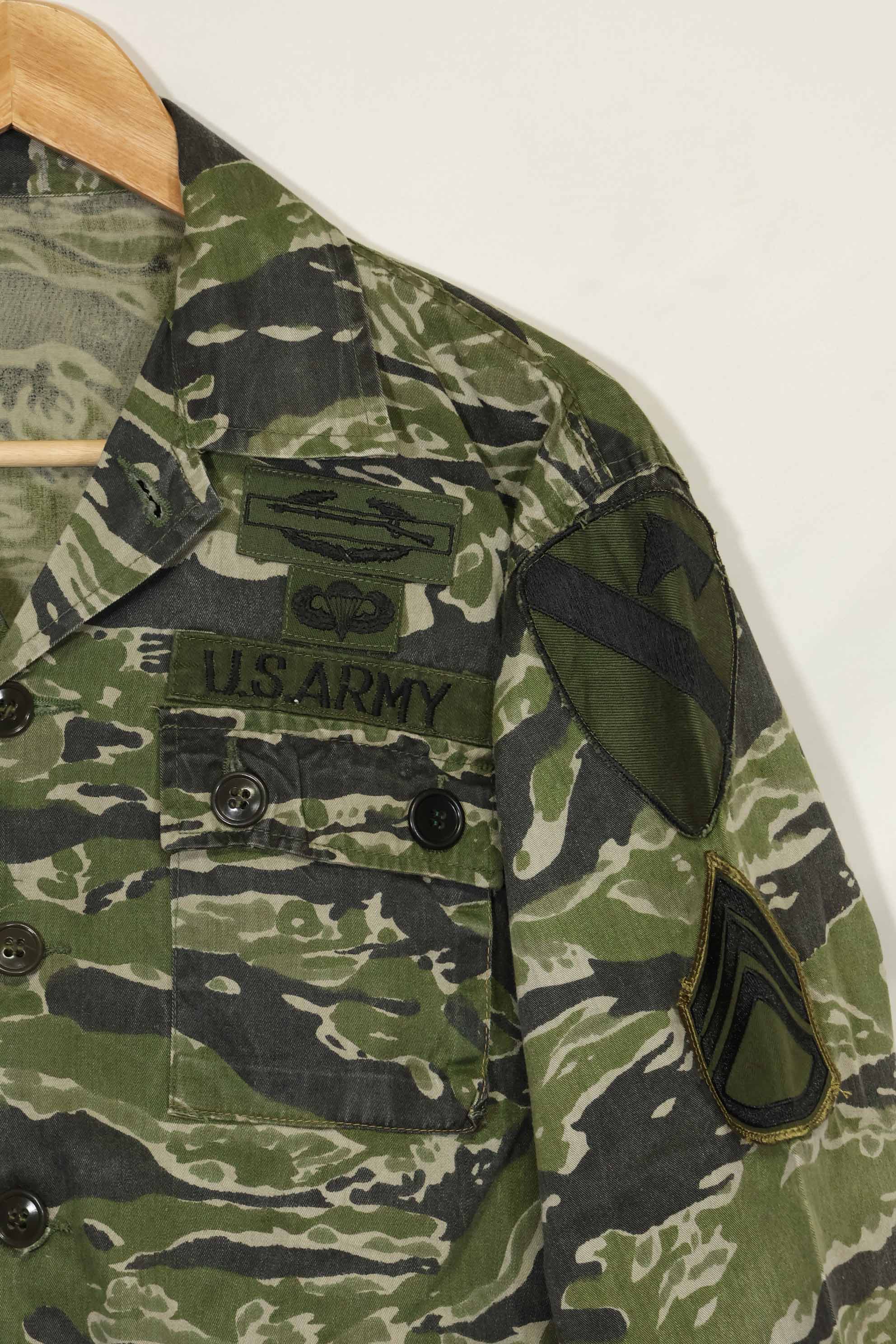 1960年代　タイガーストライプ　シャツ　CIDGパターン　特殊部隊パッチ　中古品