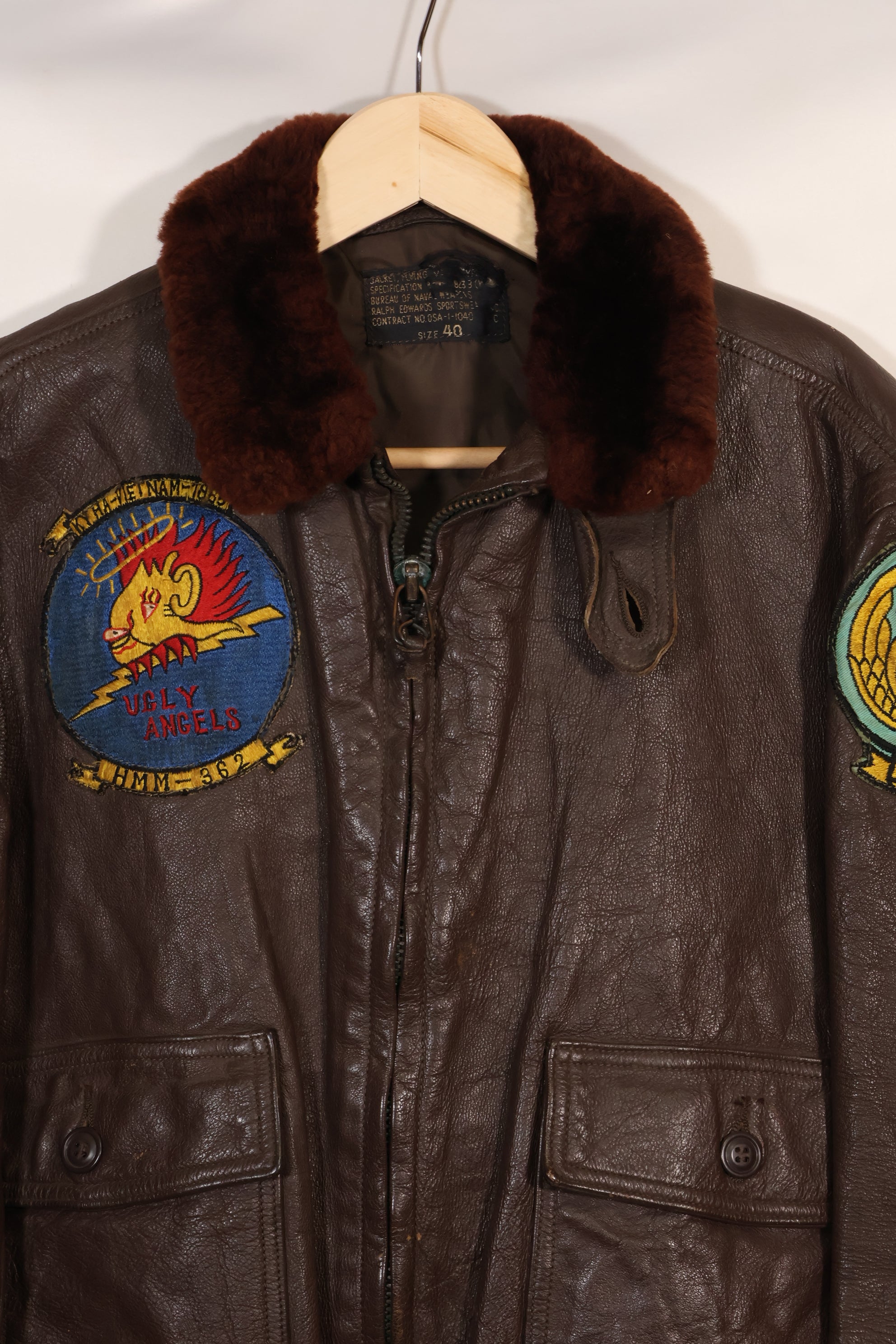 1960年代初頭ロット　サイズ 40 アメリカ海兵隊 G-1 UGLY ANGENLS フライトジャケット　中古品