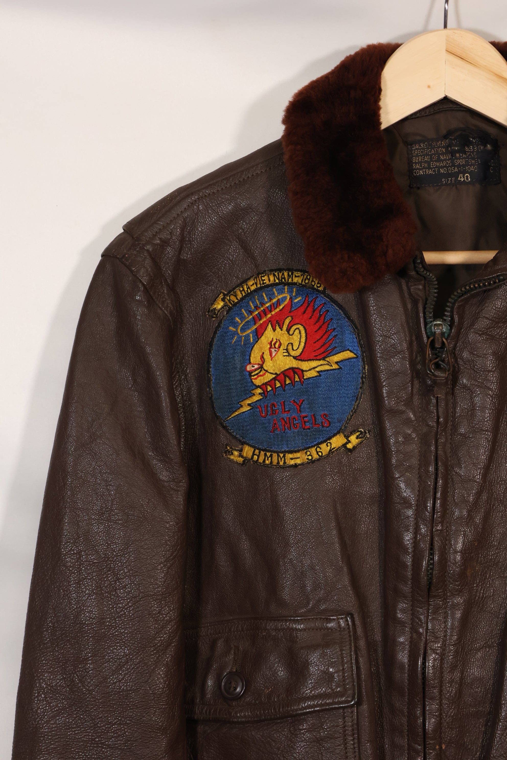 1960年代初頭ロット　サイズ 40 アメリカ海兵隊 G-1 UGLY ANGENLS フライトジャケット　中古品