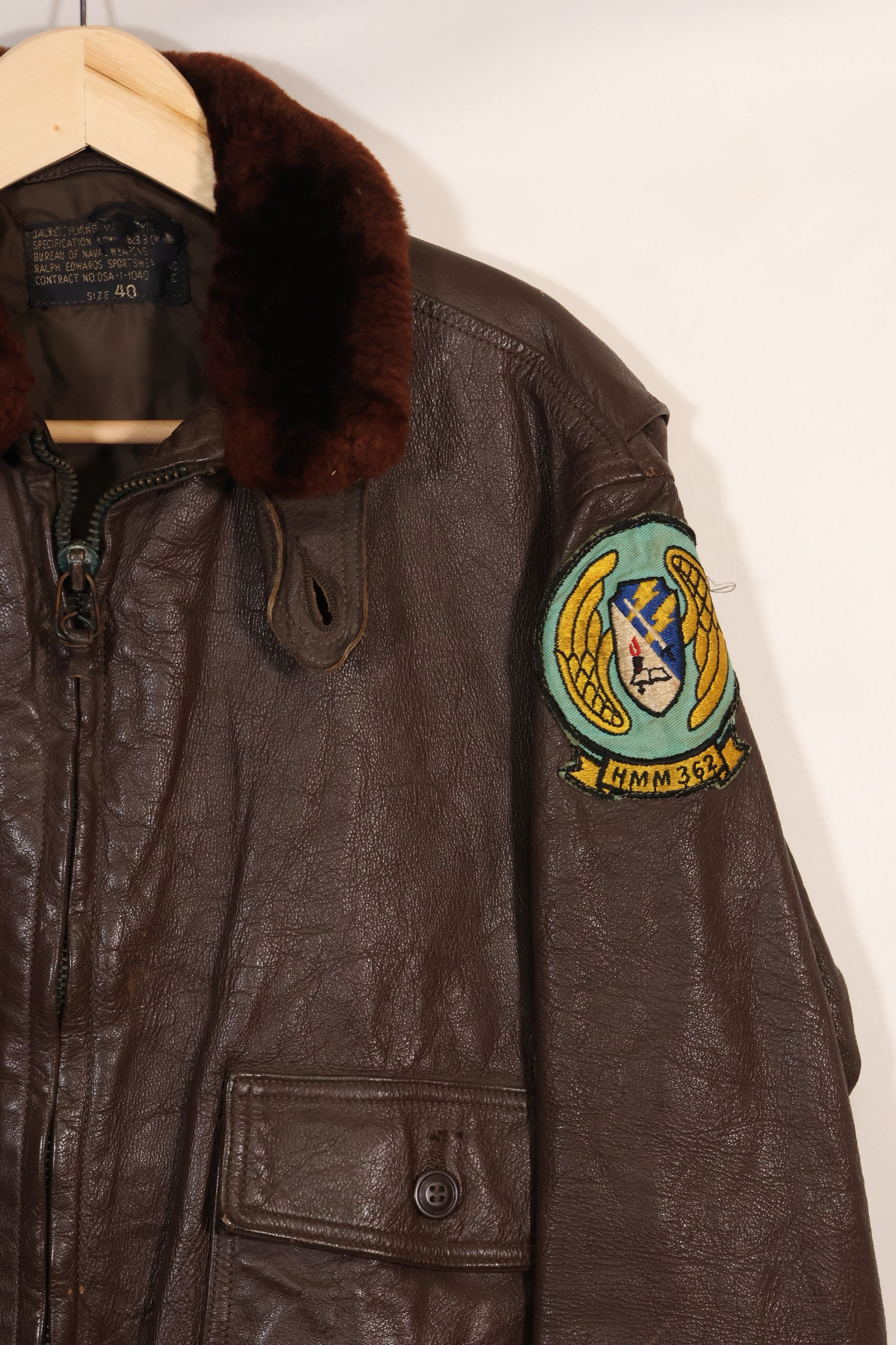 1960年代初頭ロット　サイズ 40 アメリカ海兵隊 G-1 UGLY ANGENLS フライトジャケット　中古品