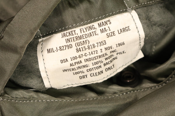 1966年契約　LARGE　アメリカ空軍　USAF　MA-1　フライトジャケット　ほぼ未使用品　状態良い