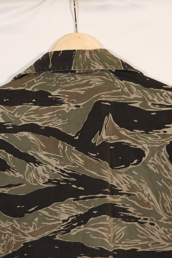 1960年代　US-L　シルバータイガーストライプ　USカットシャツ　半袖カスタム　破れあり