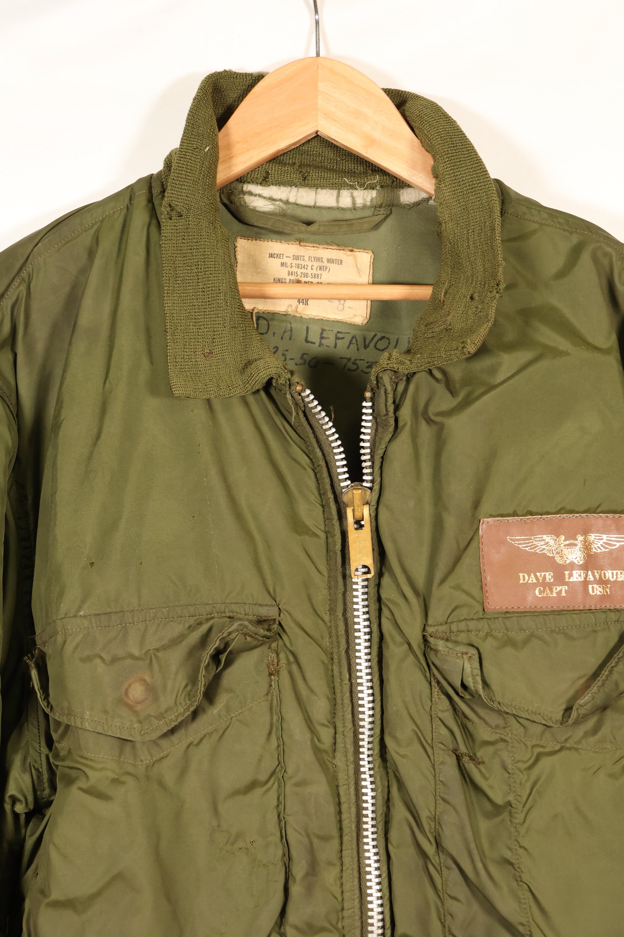 1972年契約　44R　アメリカ海軍　冬季用フライトジャケット　WEPジャケット　中古品