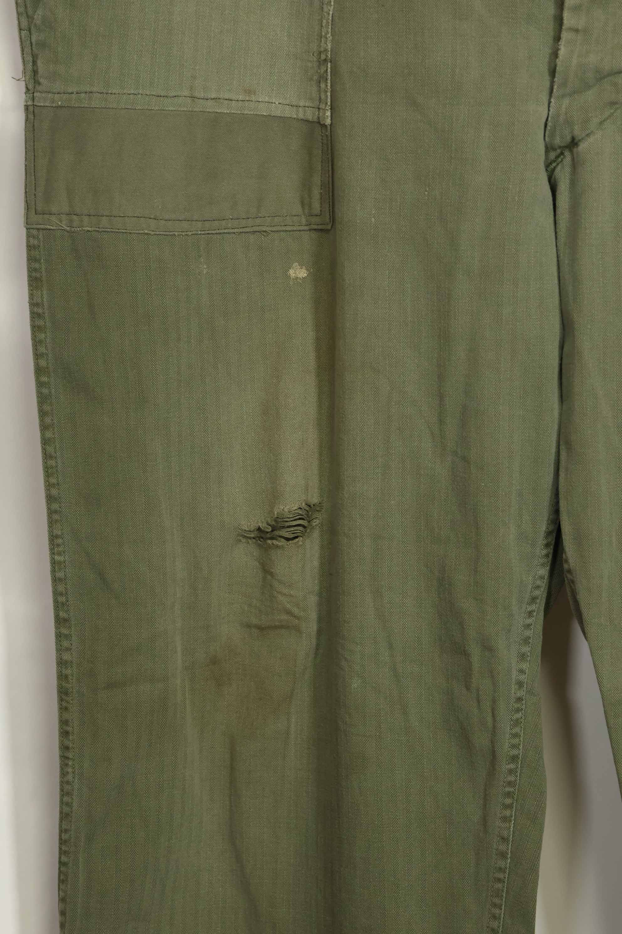 1940年代　アメリカ陸軍　HBT ユーティリティパンツ　大きめサイズ　傷あり　中古品