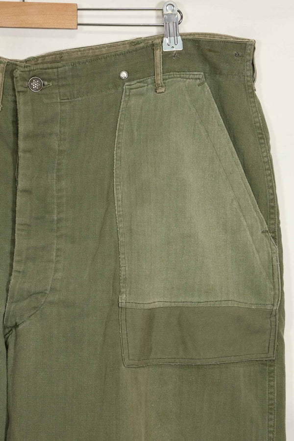 1940年代　アメリカ陸軍　HBT ユーティリティパンツ　大きめサイズ　傷あり　中古品