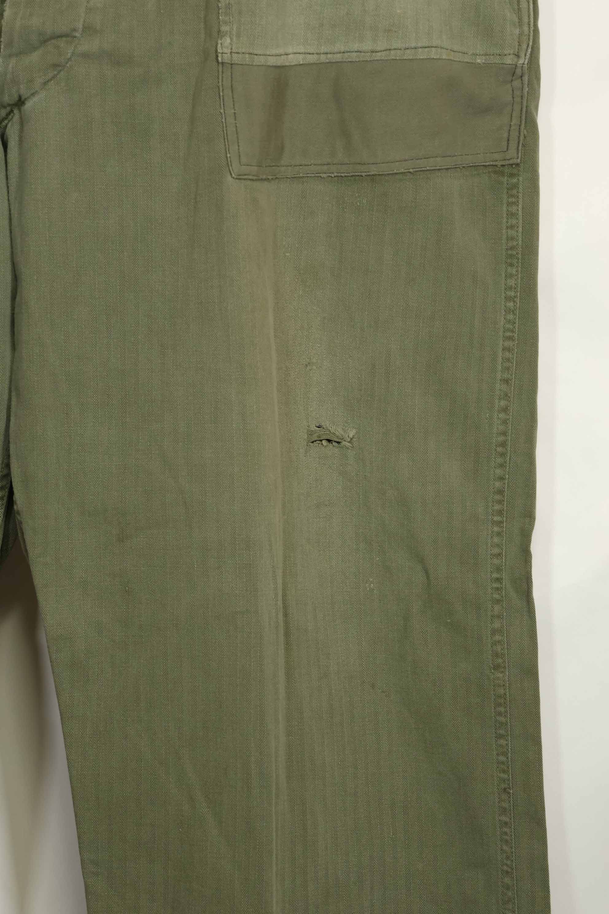 1940年代　アメリカ陸軍　HBT ユーティリティパンツ　大きめサイズ　傷あり　中古品