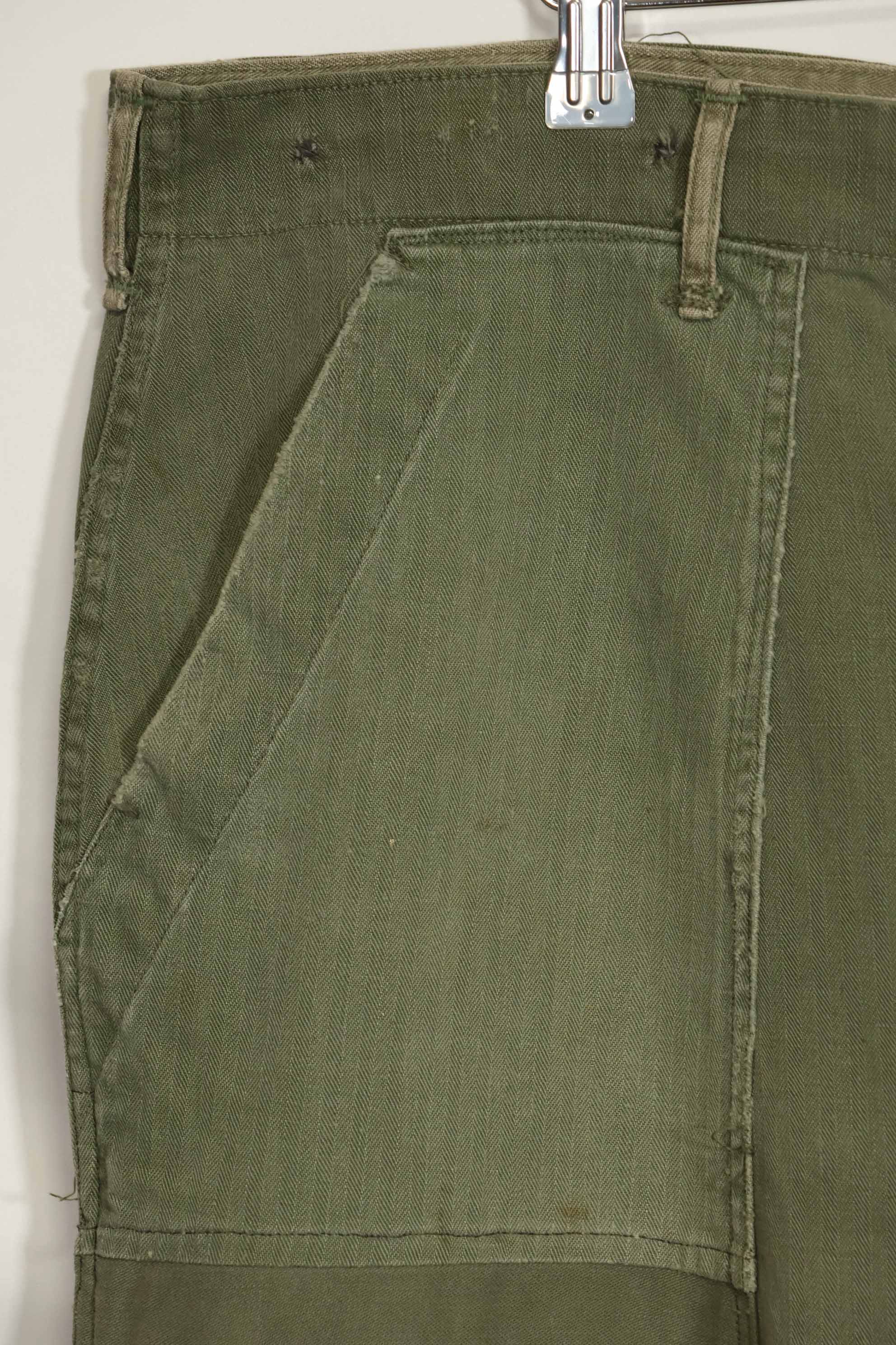 1940年代　アメリカ陸軍　HBT ユーティリティパンツ　大きめサイズ　傷あり　中古品