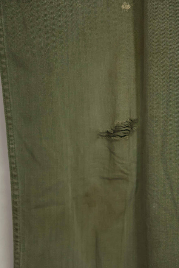 1940年代　アメリカ陸軍　HBT ユーティリティパンツ　大きめサイズ　傷あり　中古品