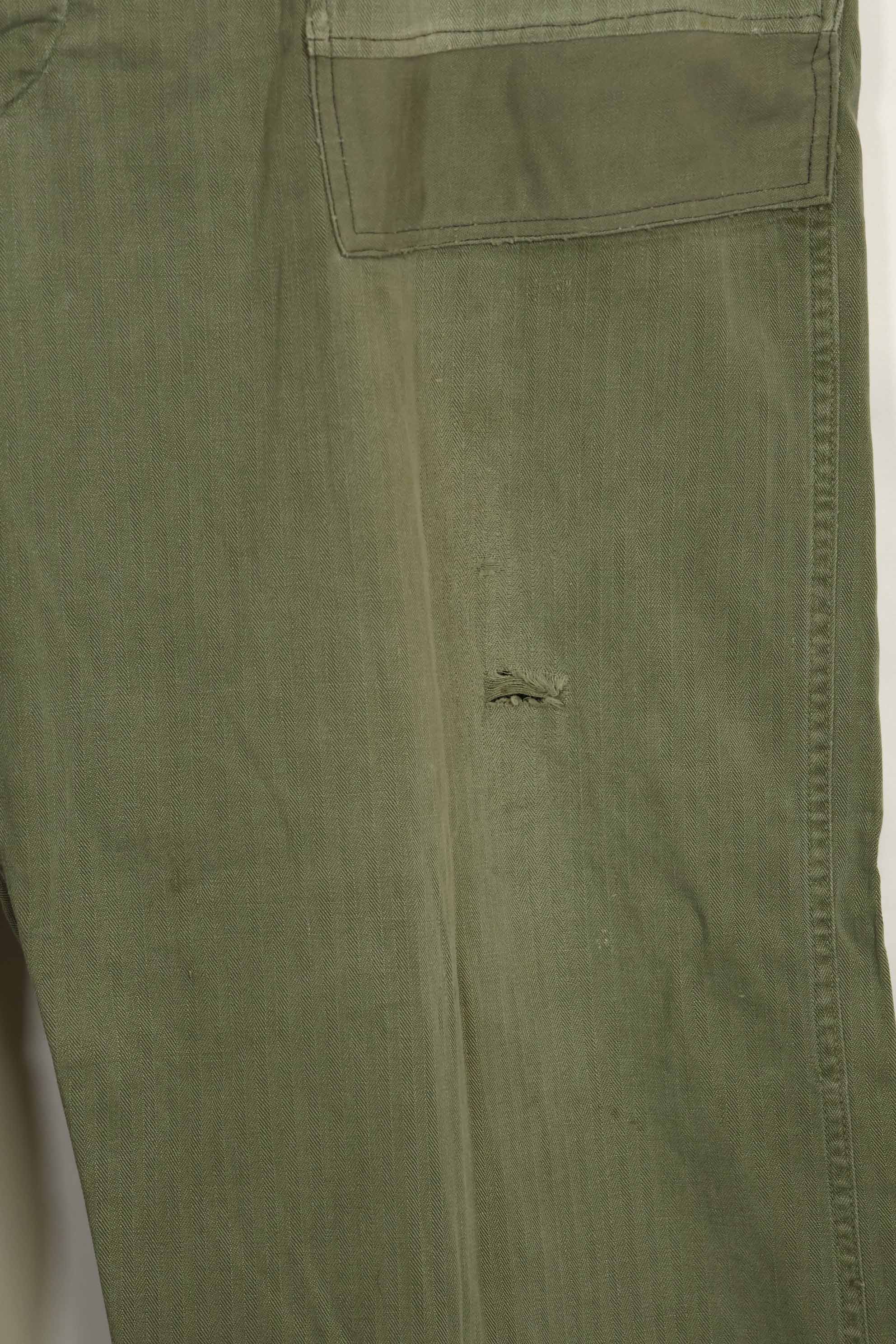 1940年代　アメリカ陸軍　HBT ユーティリティパンツ　大きめサイズ　傷あり　中古品
