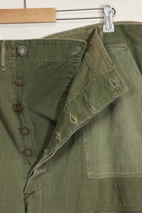 1940年代　アメリカ陸軍　HBT ユーティリティパンツ　大きめサイズ　傷あり　中古品